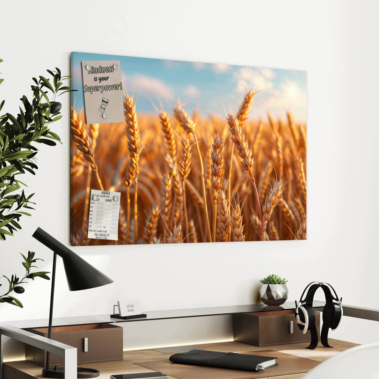 Magnetická tabule – obraz na zeď Pole pšenice západ slunce | 90 × 60 cm