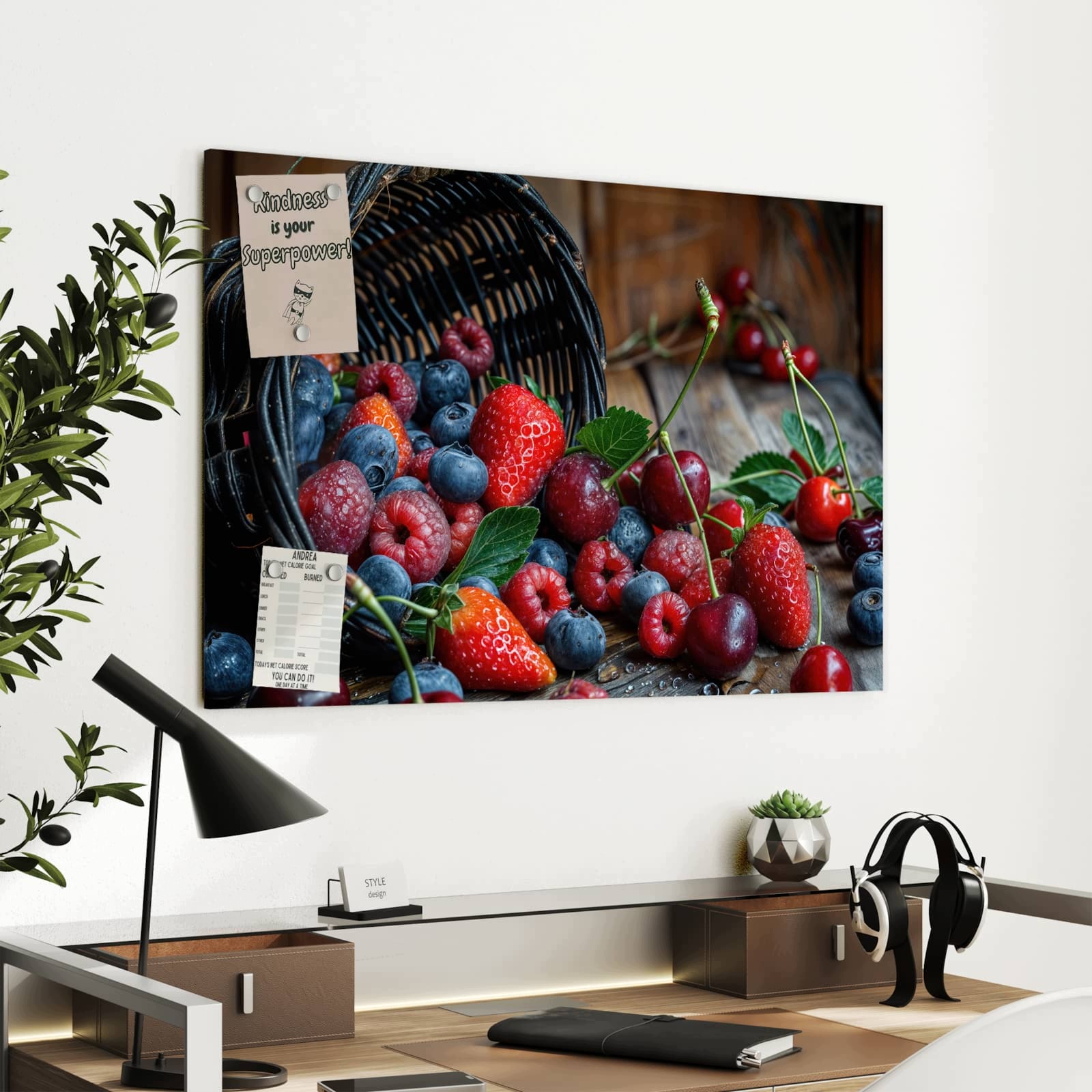 Magnetická tabule – obraz na zeď Čerstvý košík bobulí | 90 × 60 cm