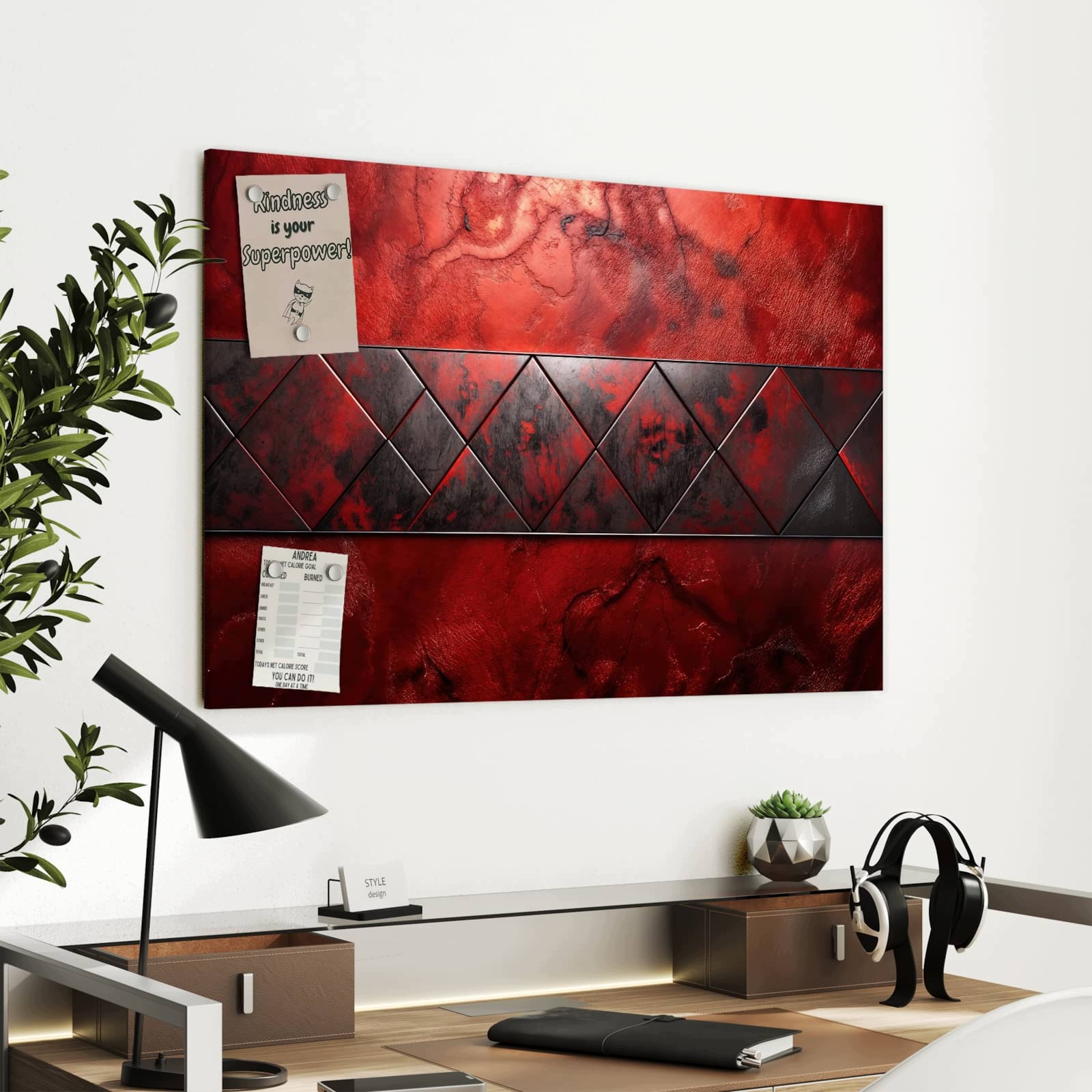 Magnetická tabule – obraz na zeď Tmavý nástěnný vzor | 90 × 60 cm