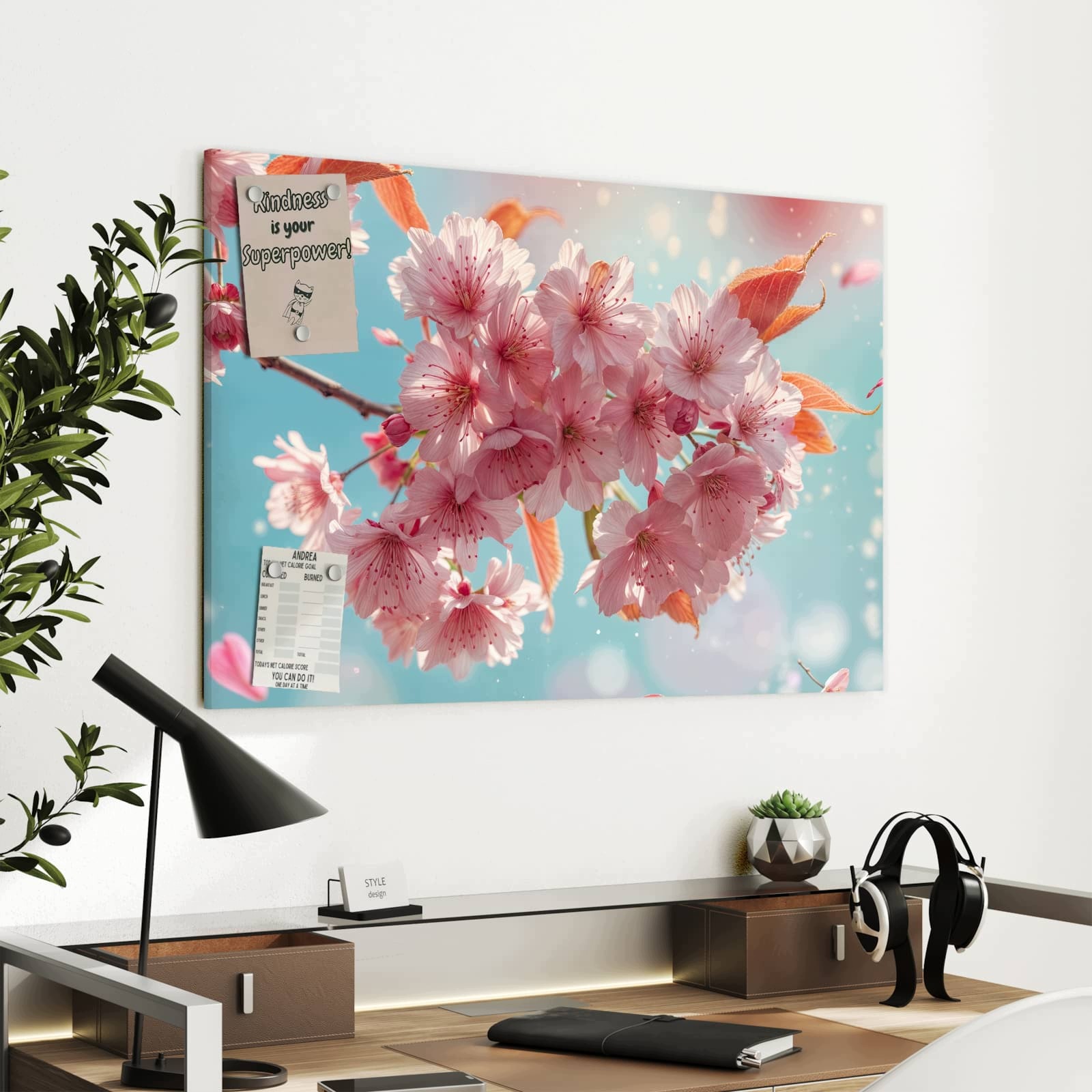 Magnetická tabule – obraz na zeď Třešňové květy a obloha | 90 × 60 cm