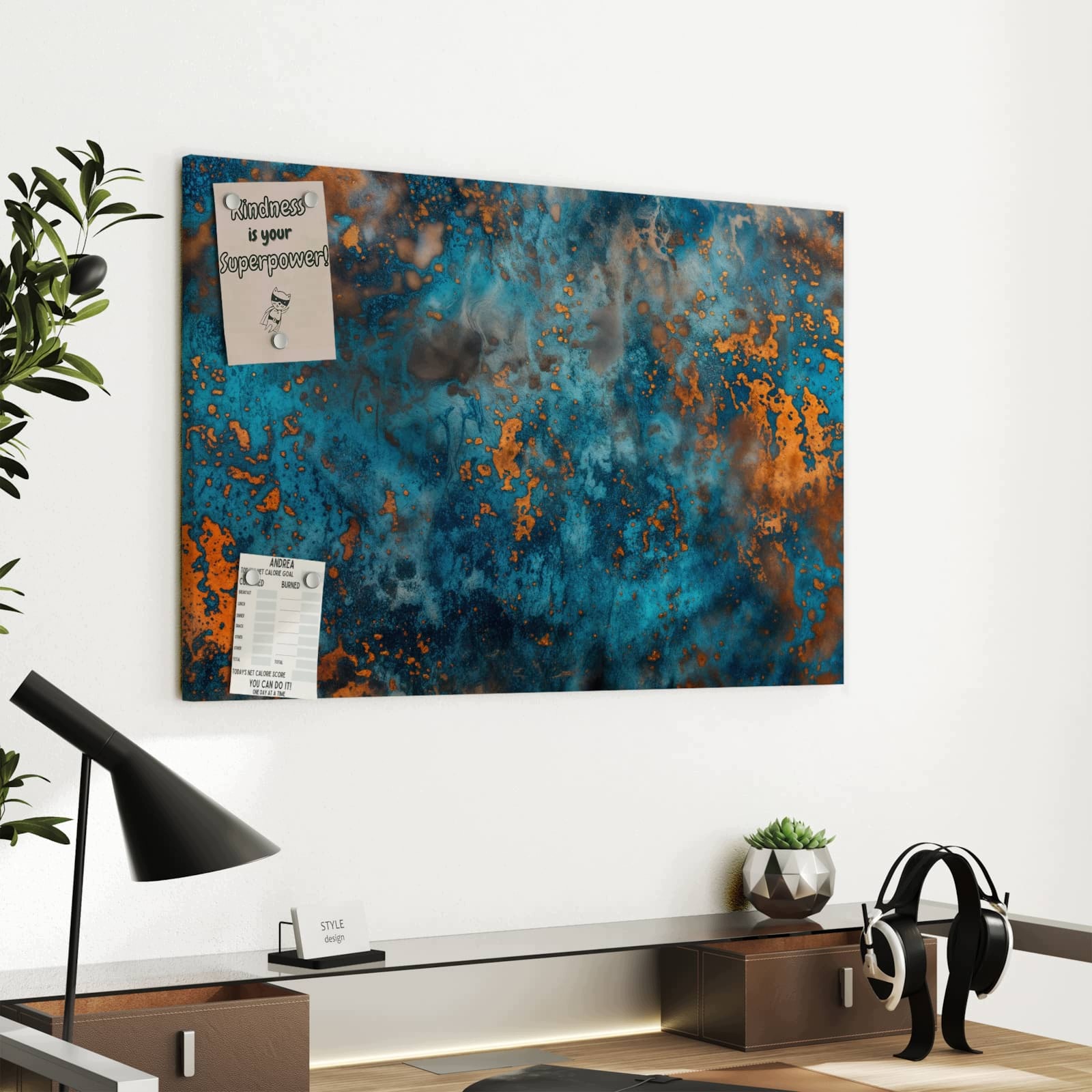 Magnetická tabule – obraz na zeď Modré vrstvení | 60 × 40 cm