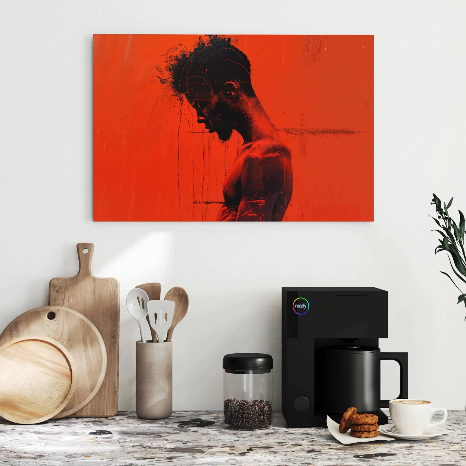 Magnetická tabule – obraz na zeď Tmavě červený profil | 60 × 40 cm