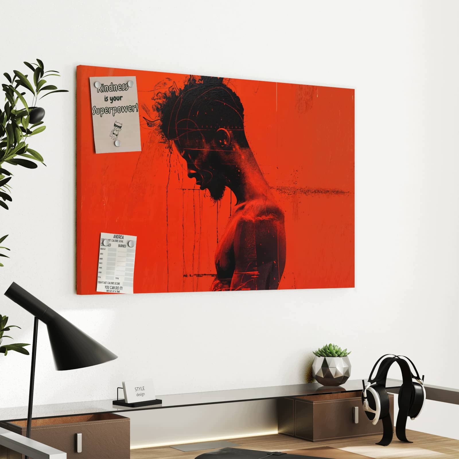 Magnetická tabule – obraz na zeď Tmavě červený profil | 60 × 40 cm