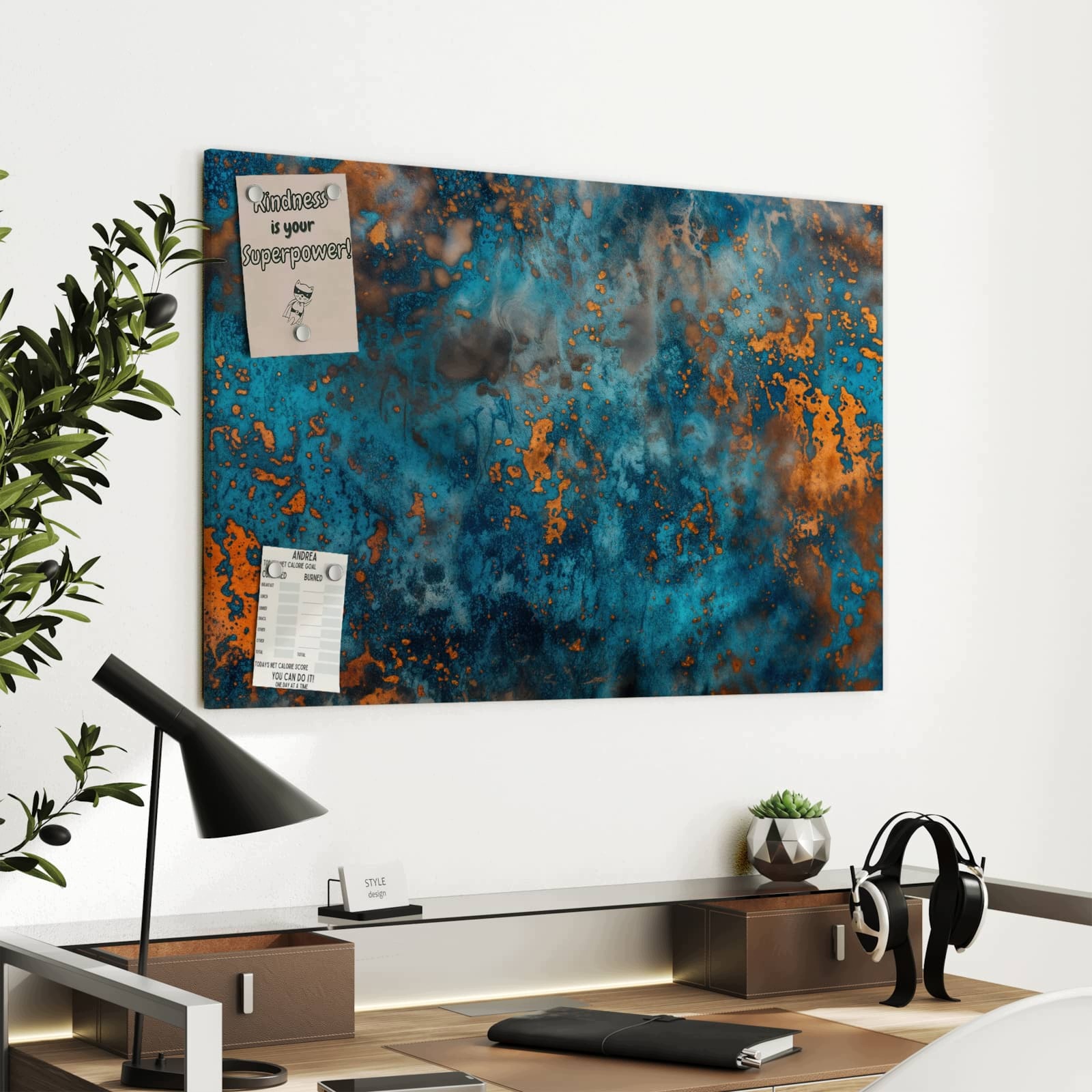 Magnetická tabule – obraz na zeď Modré vrstvení | 90 × 60 cm