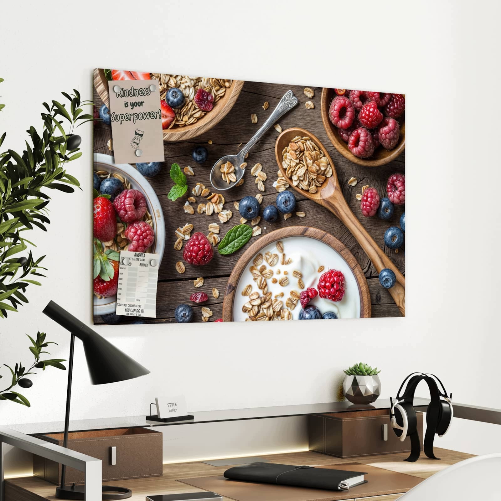 Magnetická tabule – obraz na zeď Müsli s bobulemi | 90 × 60 cm