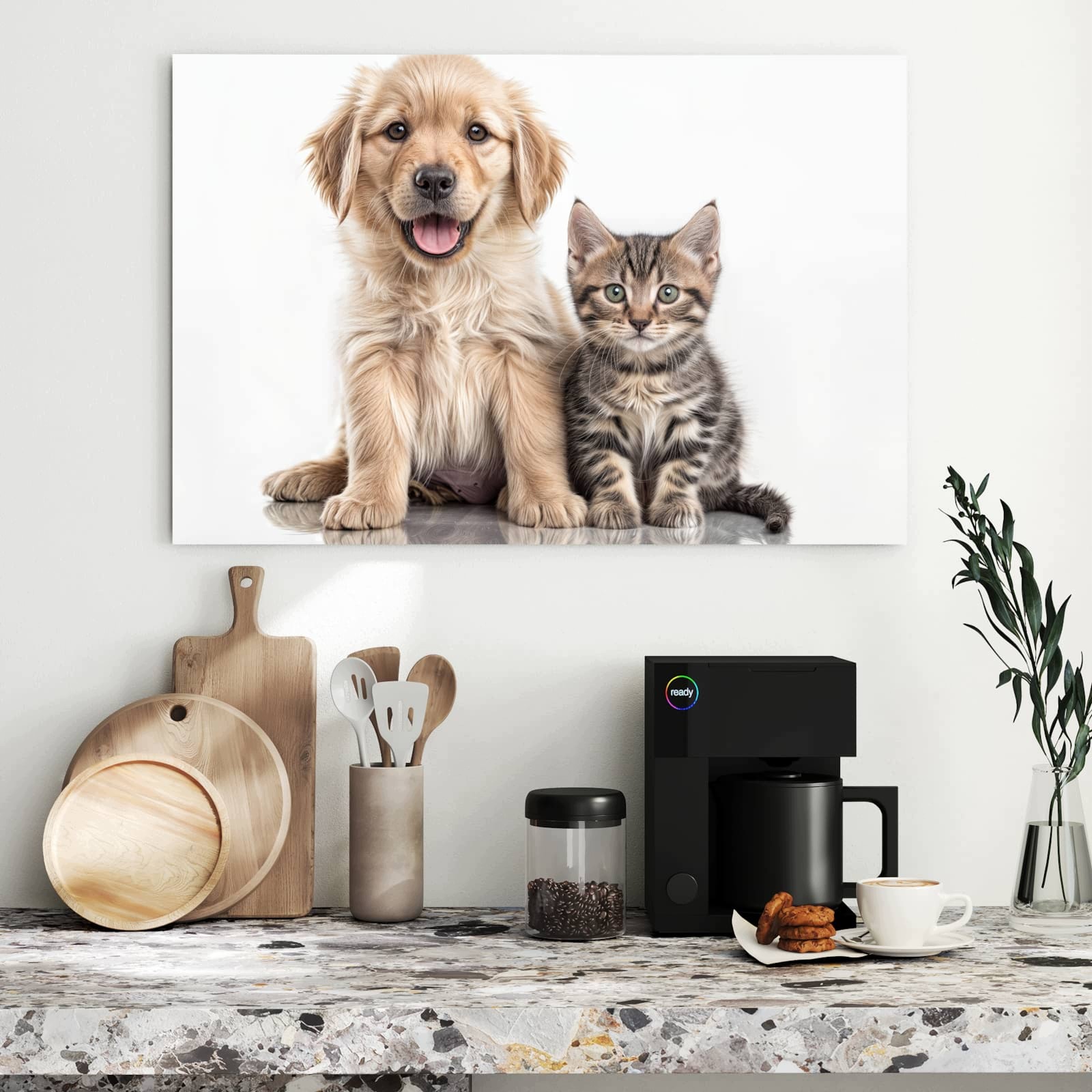 Magnetická tabule – obraz na zeď Kočka pes | 90 × 60 cm