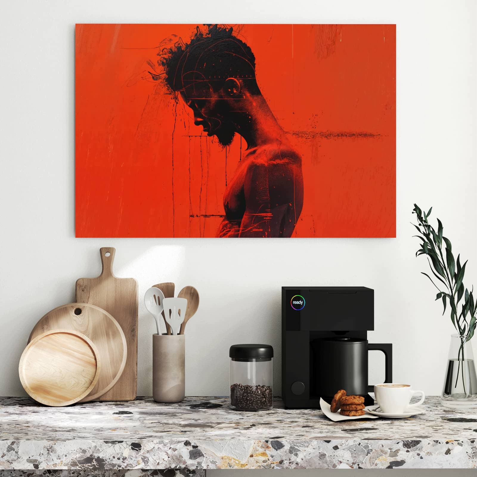 Magnetická tabule – obraz na zeď Tmavě červený profil | 90 × 60 cm