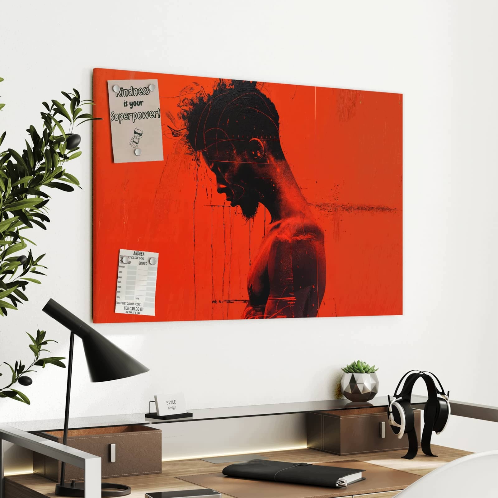 Magnetická tabule – obraz na zeď Tmavě červený profil | 90 × 60 cm