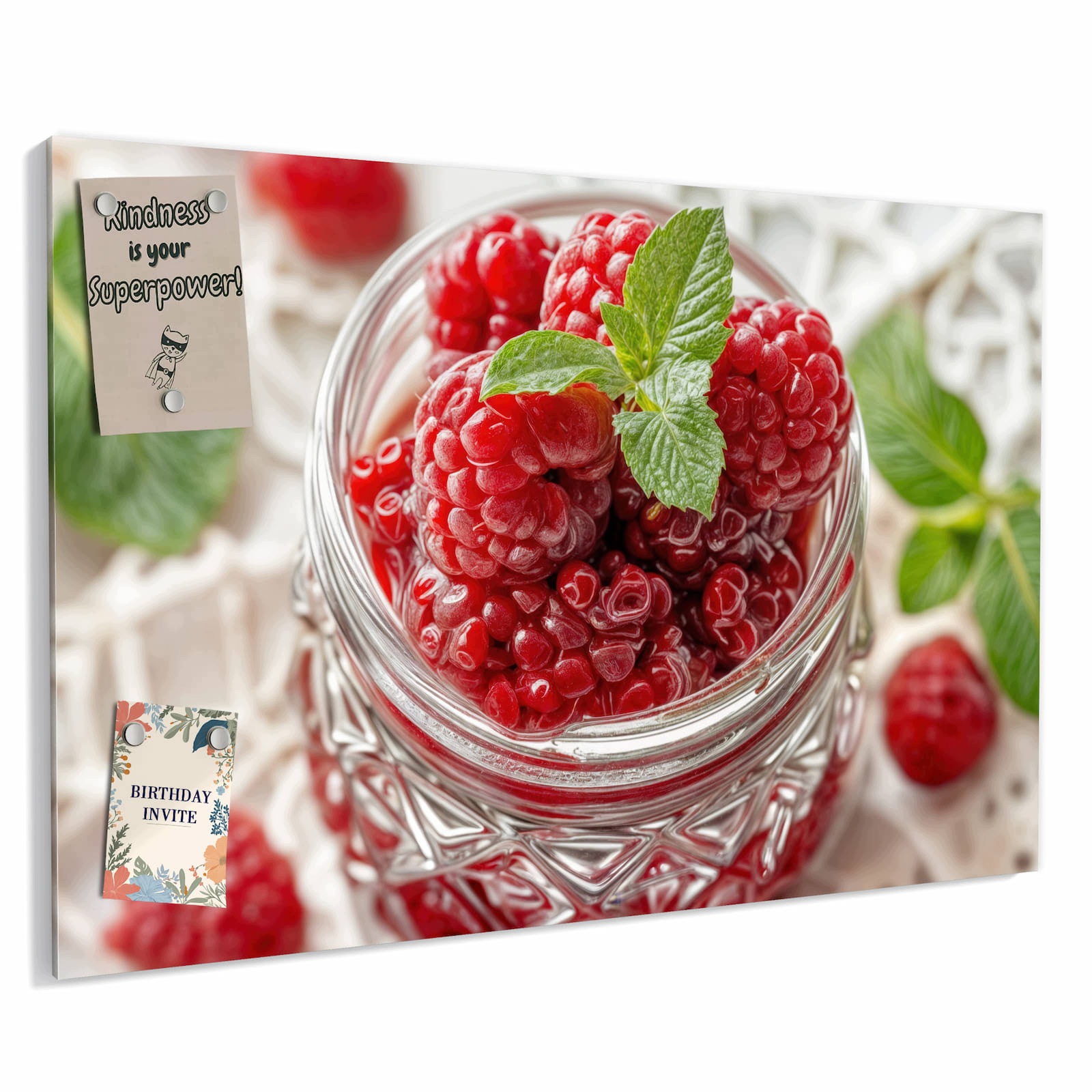 Magnetická tabule – obraz na zeď Maliny ve skle | 60 × 40 cm