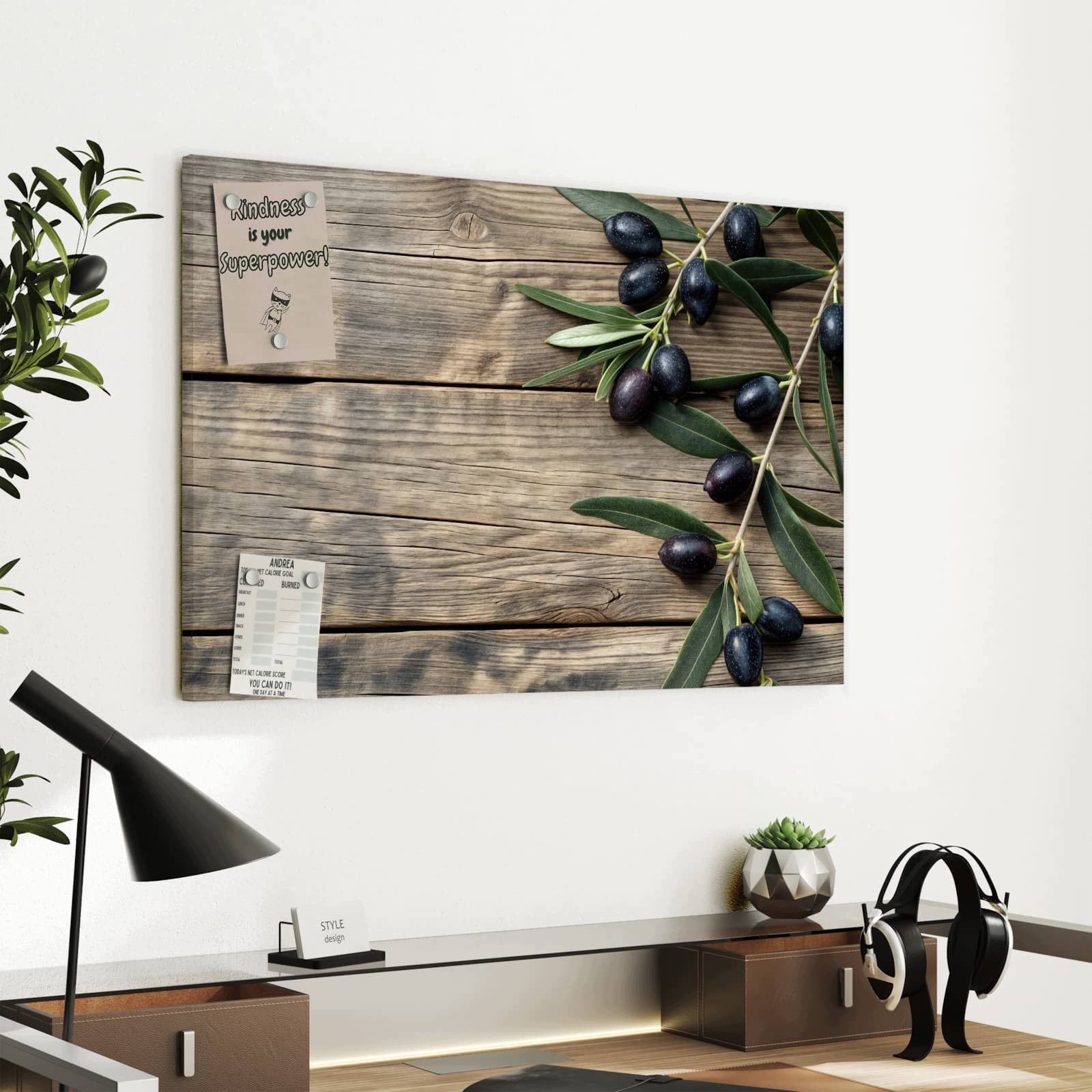 Magnetická tabule – obraz na zeď Dřevěný stůl olivy | 60 × 40 cm