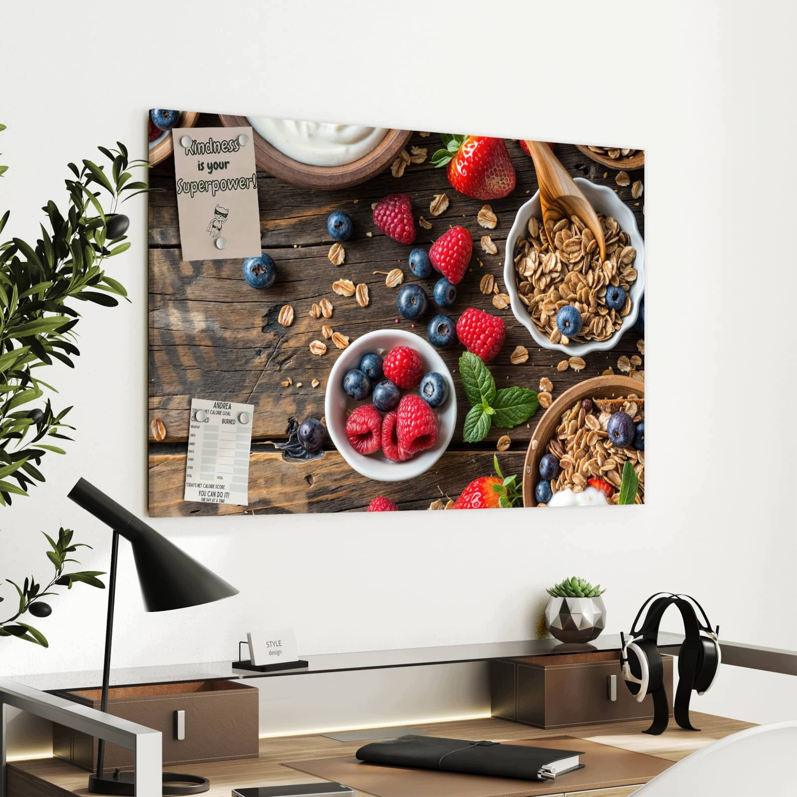Magnetická tabule – obraz na zeď Snídaně müsli | 90 × 60 cm