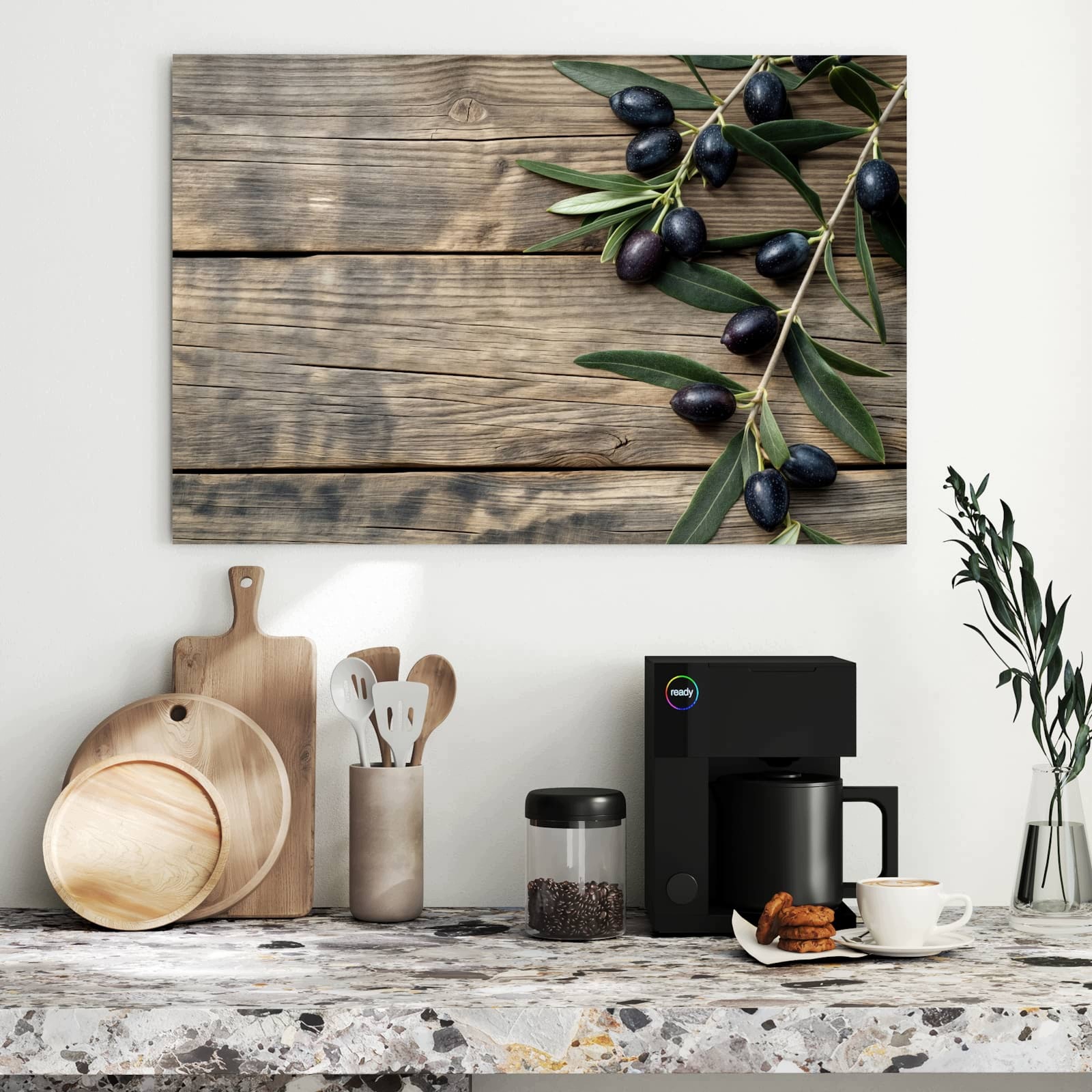 Magnetická tabule – obraz na zeď Dřevěný stůl olivy | 90 × 60 cm