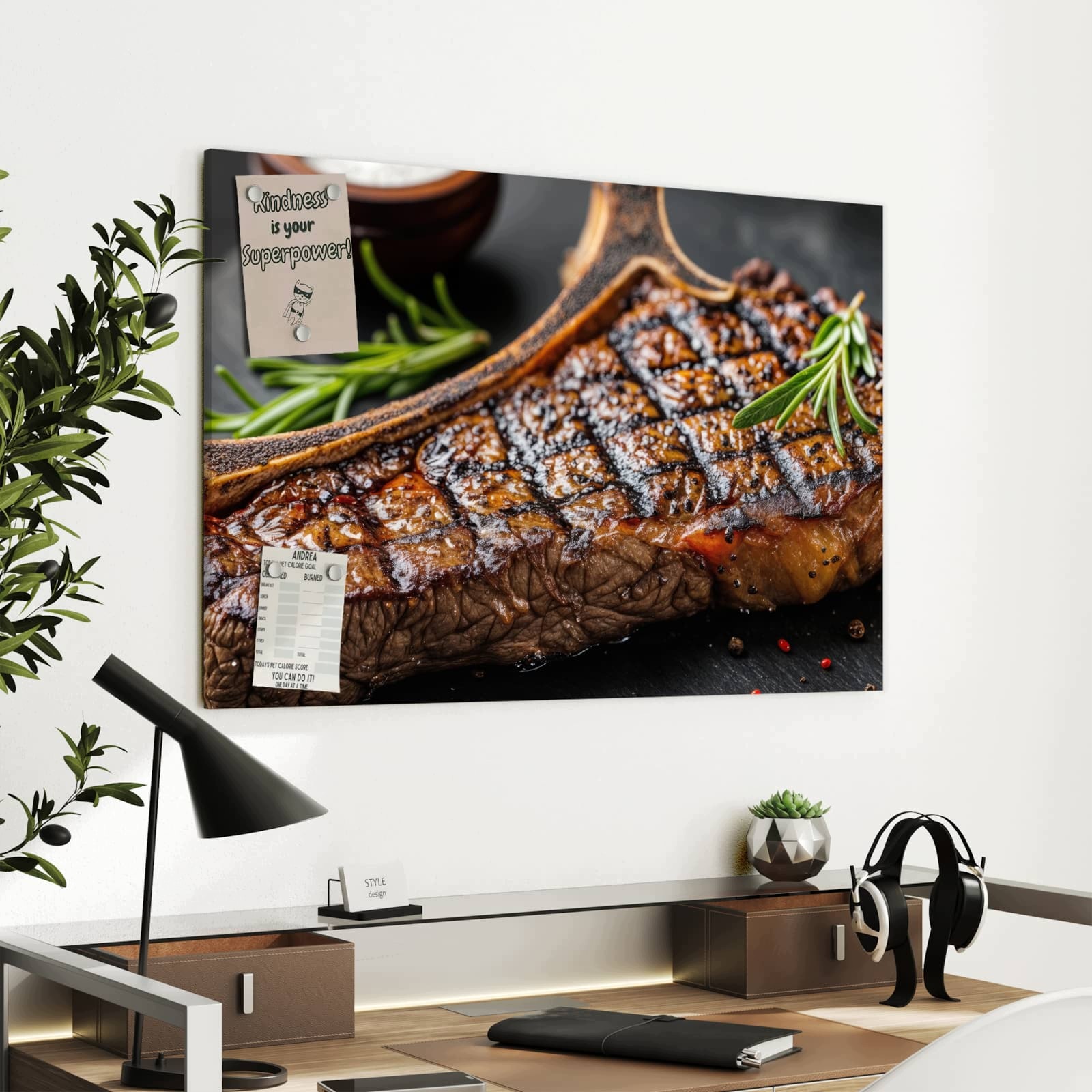 Magnetická tabule – obraz na zeď Grilovaný steak | 90 × 60 cm