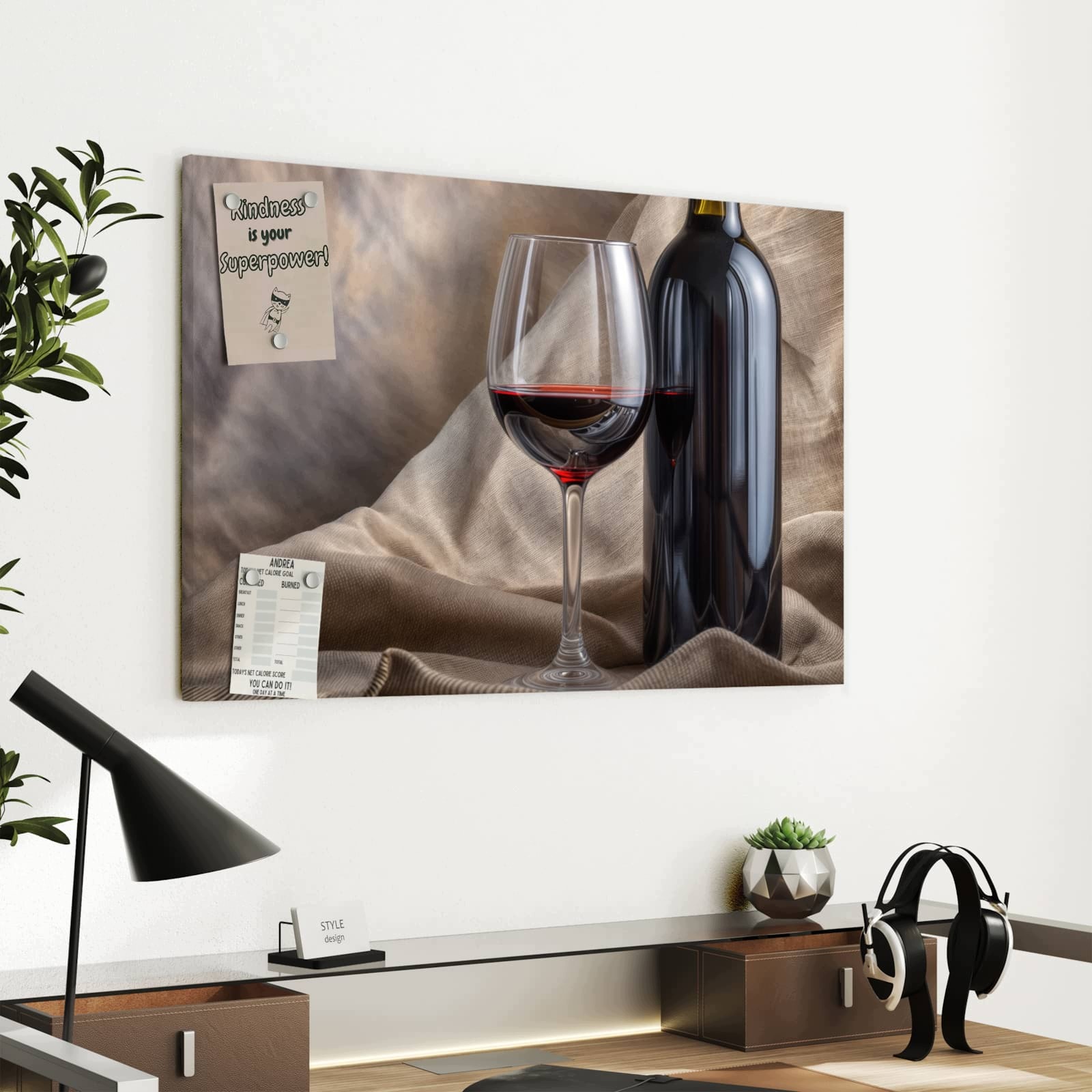 Magnetická tabule – obraz na zeď Víno ve sklenici | 60 × 40 cm