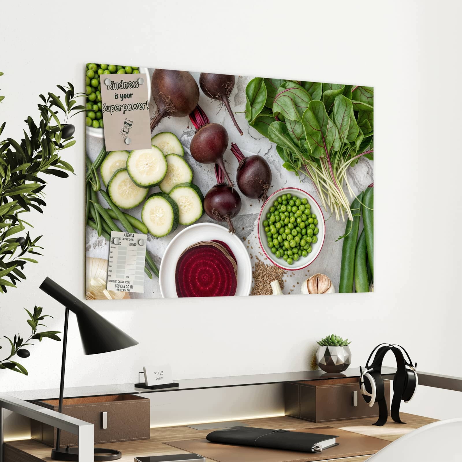 Magnetická tabule – obraz na zeď Čerstvá zelenina talíř | 90 × 60 cm
