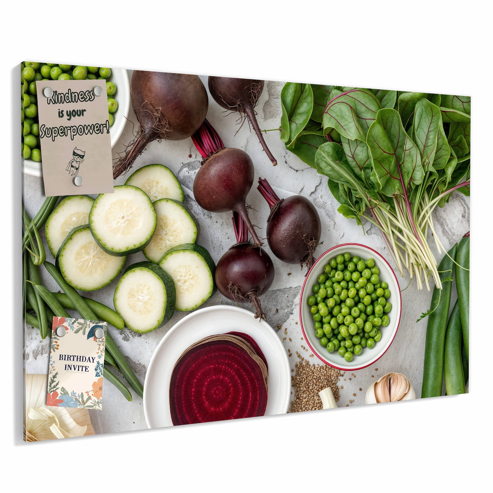 Magnetická tabule – obraz na zeď Čerstvá zelenina talíř | 90 × 60 cm