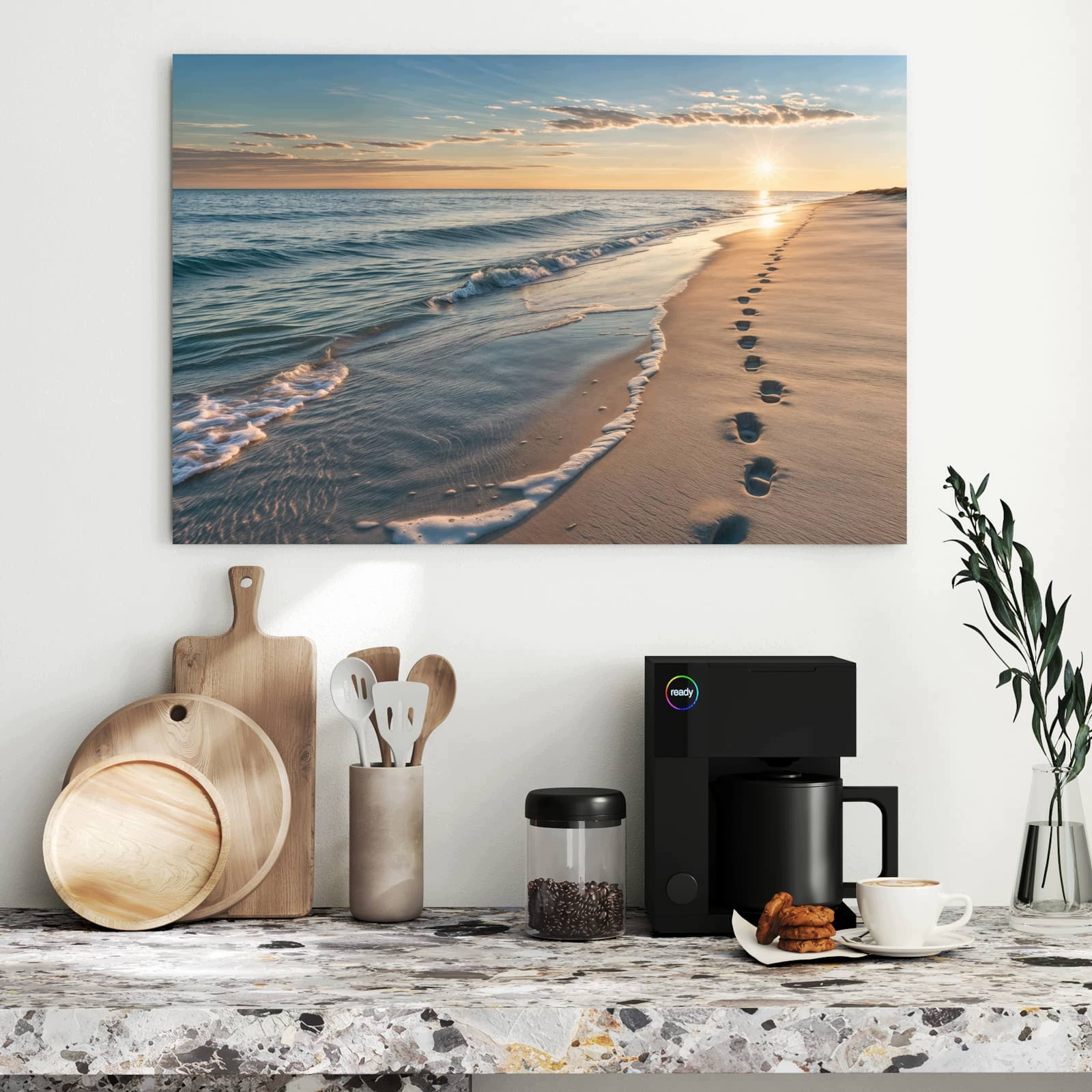 Magnetická tabule – obraz na zeď Stopy na pláži | 90 × 60 cm
