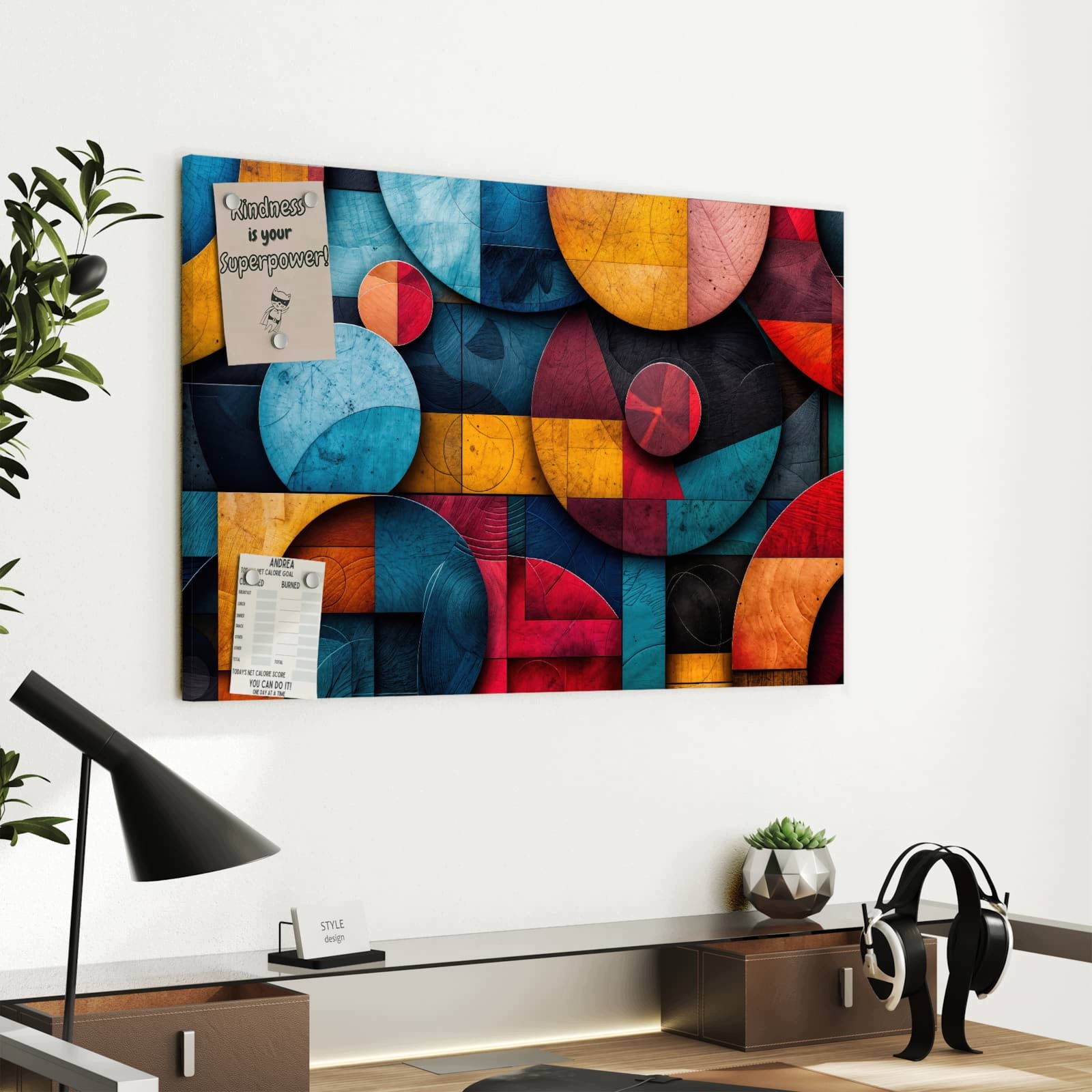 Magnetická tabule – obraz na zeď Barevná kolečka – motiv 1 | 60 × 40 cm