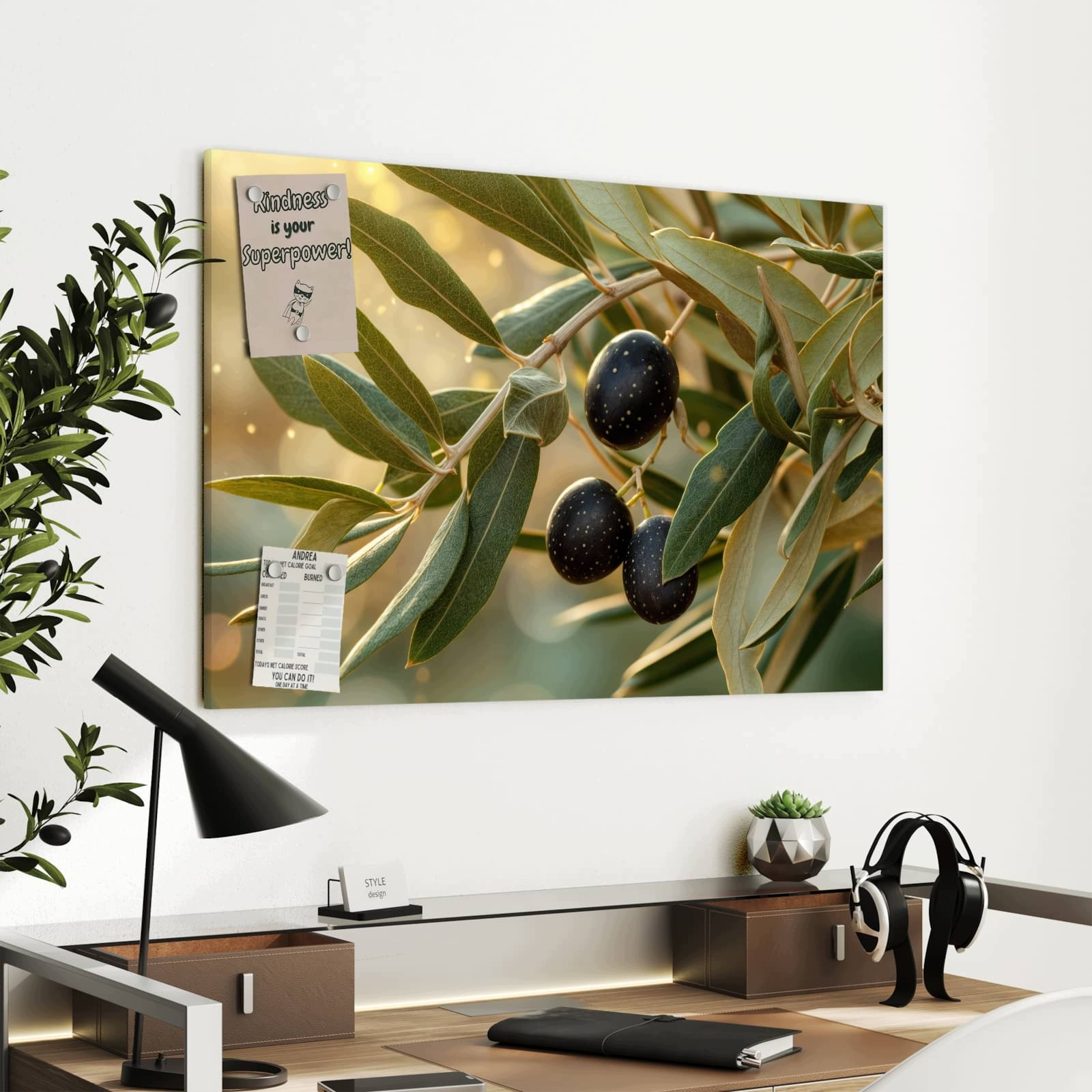Magnetická tabule – obraz na zeď Olivová větvička | 90 × 60 cm
