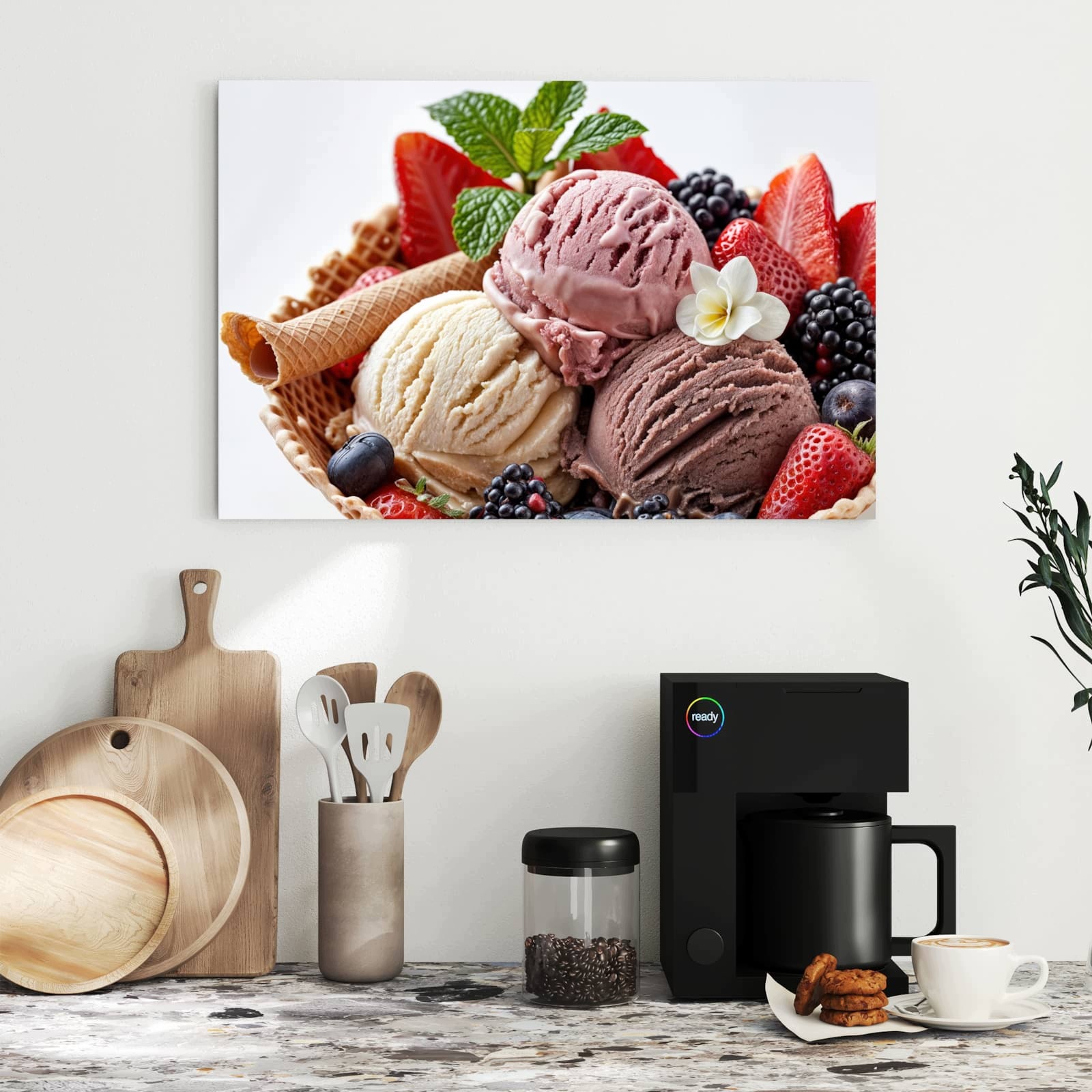 Magnetická tabule – obraz na zeď Zmrzlinová vafle s ovocem | 60 × 40 cm