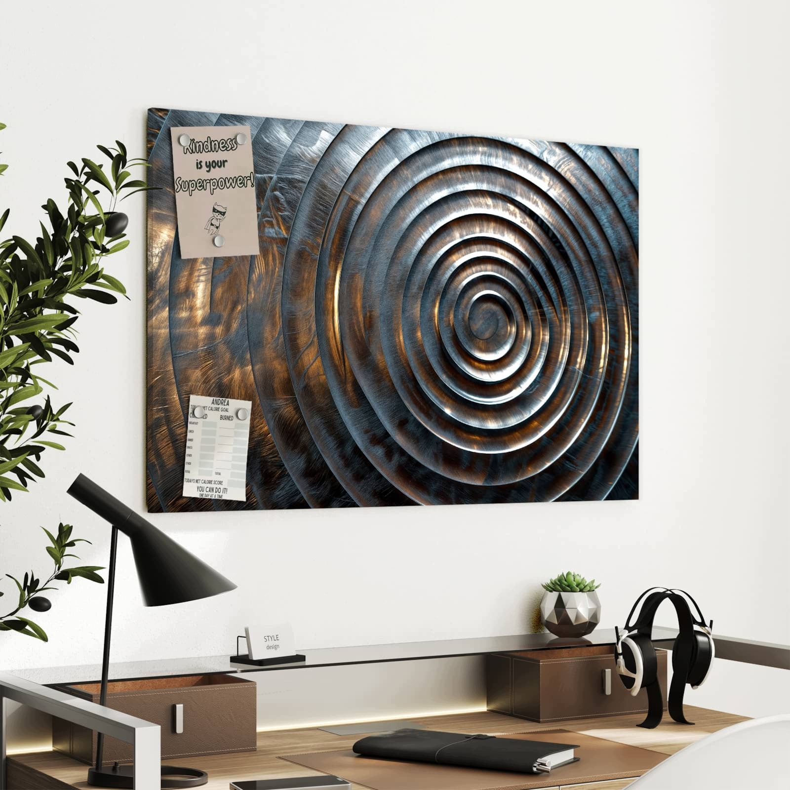 Magnetická tabule – obraz na zeď Kovové spirály | 90 × 60 cm