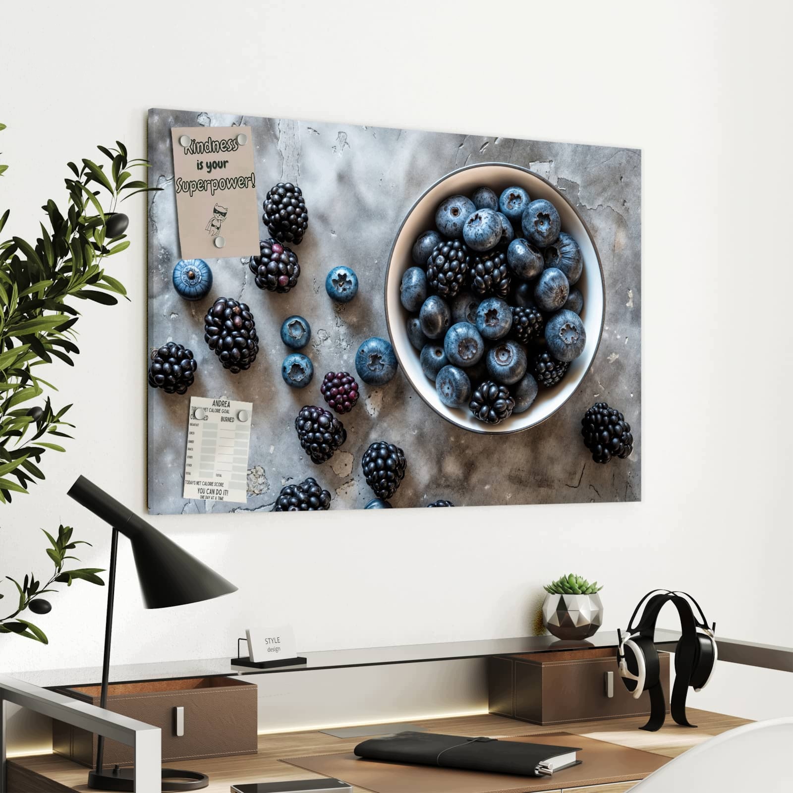 Magnetická tabule – obraz na zeď Borůvky ostružiny | 90 × 60 cm