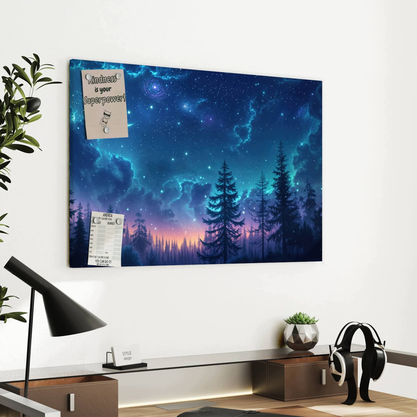 Magnetická tabule – obraz na zeď Noční obloha les | 60 × 40 cm