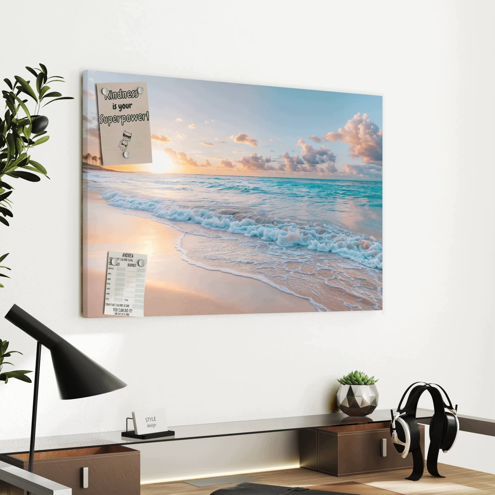 Magnetická tabule – obraz na zeď Východ slunce pláž | 60 × 40 cm