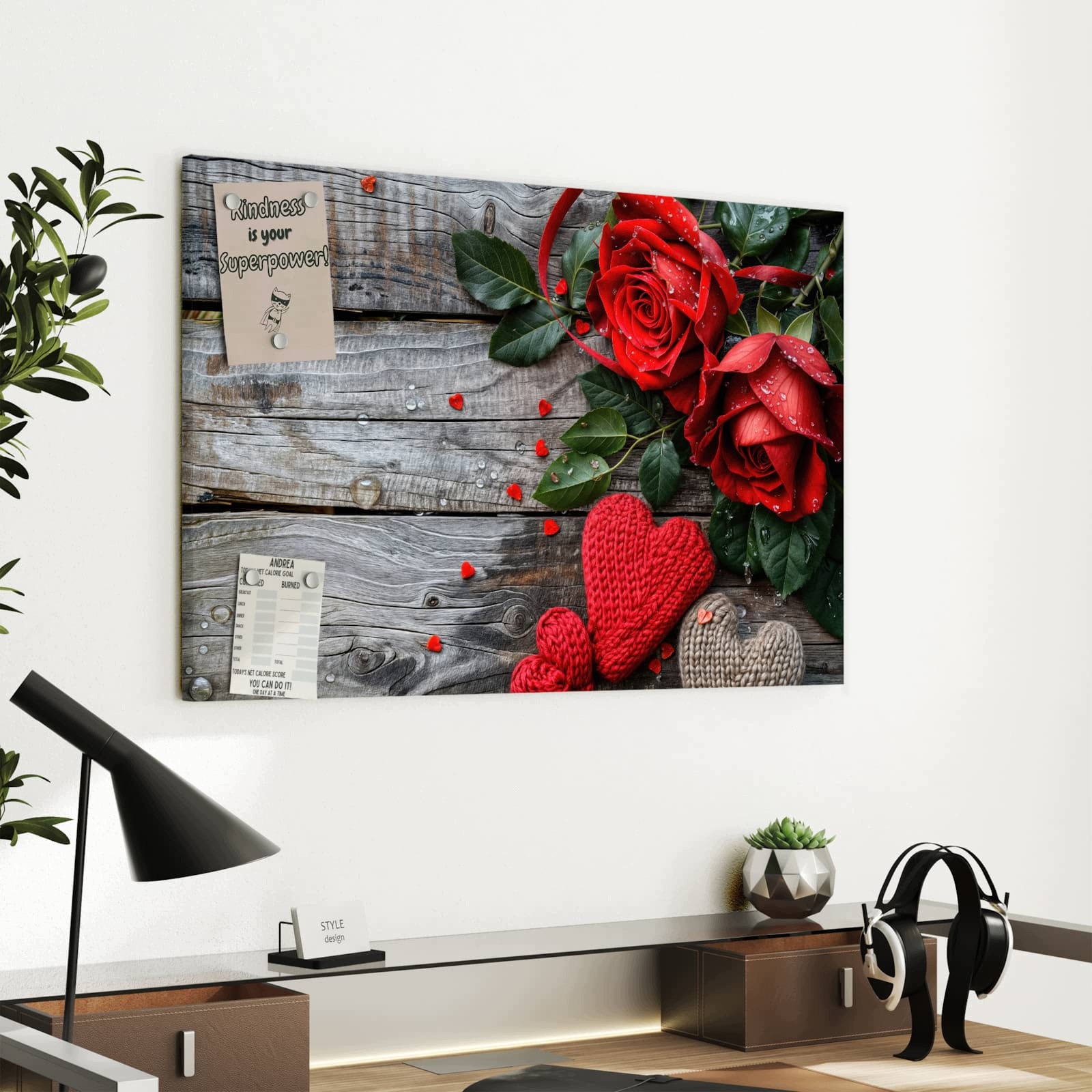 Magnetická tabule – obraz na zeď Červené růže srdce | 60 × 40 cm
