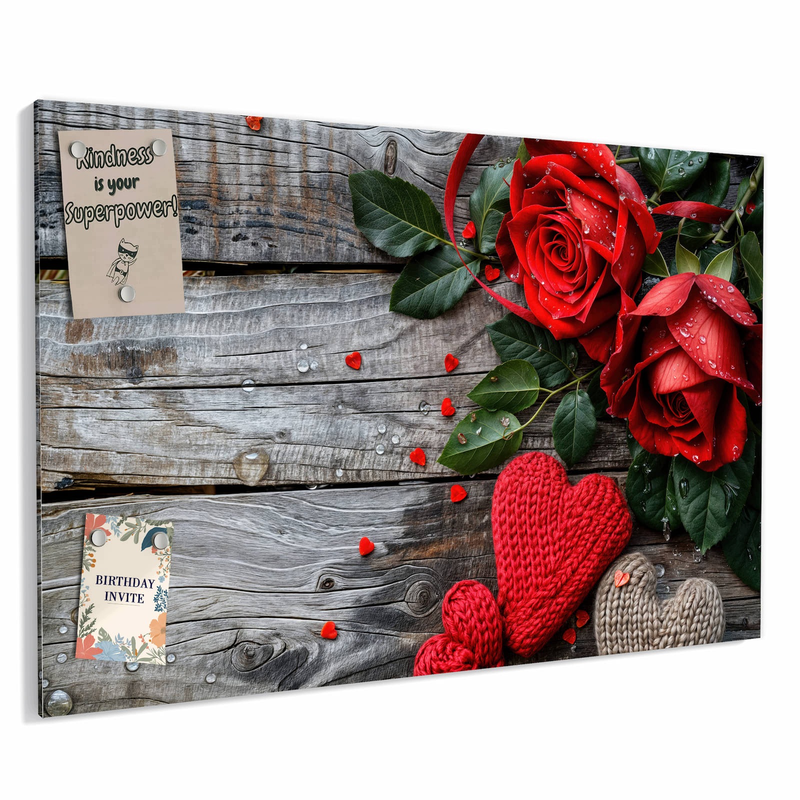 Magnetická tabule – obraz na zeď Červené růže srdce | 60 × 40 cm