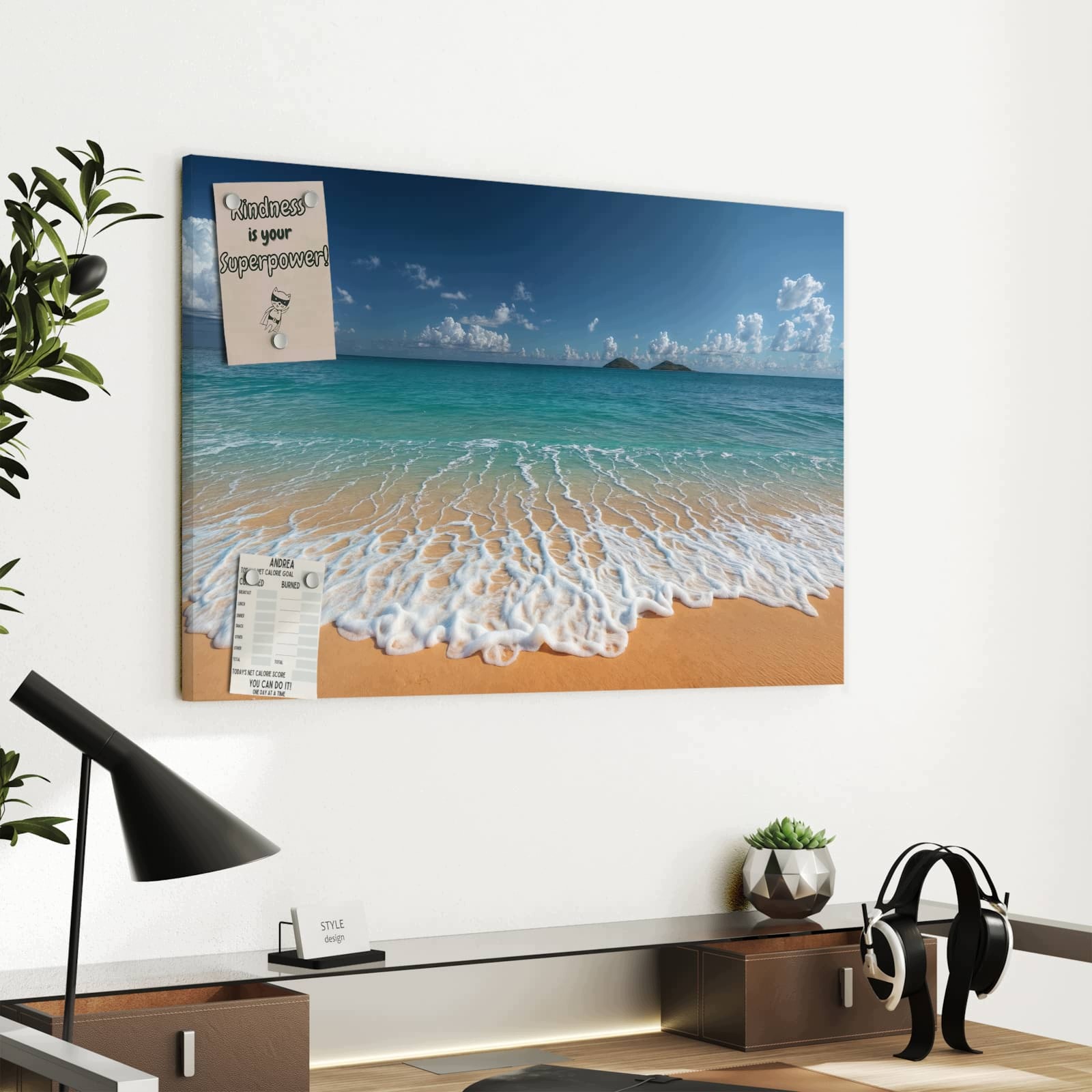 Magnetická tabule – obraz na zeď Vlny na písečné pláži | 60 × 40 cm