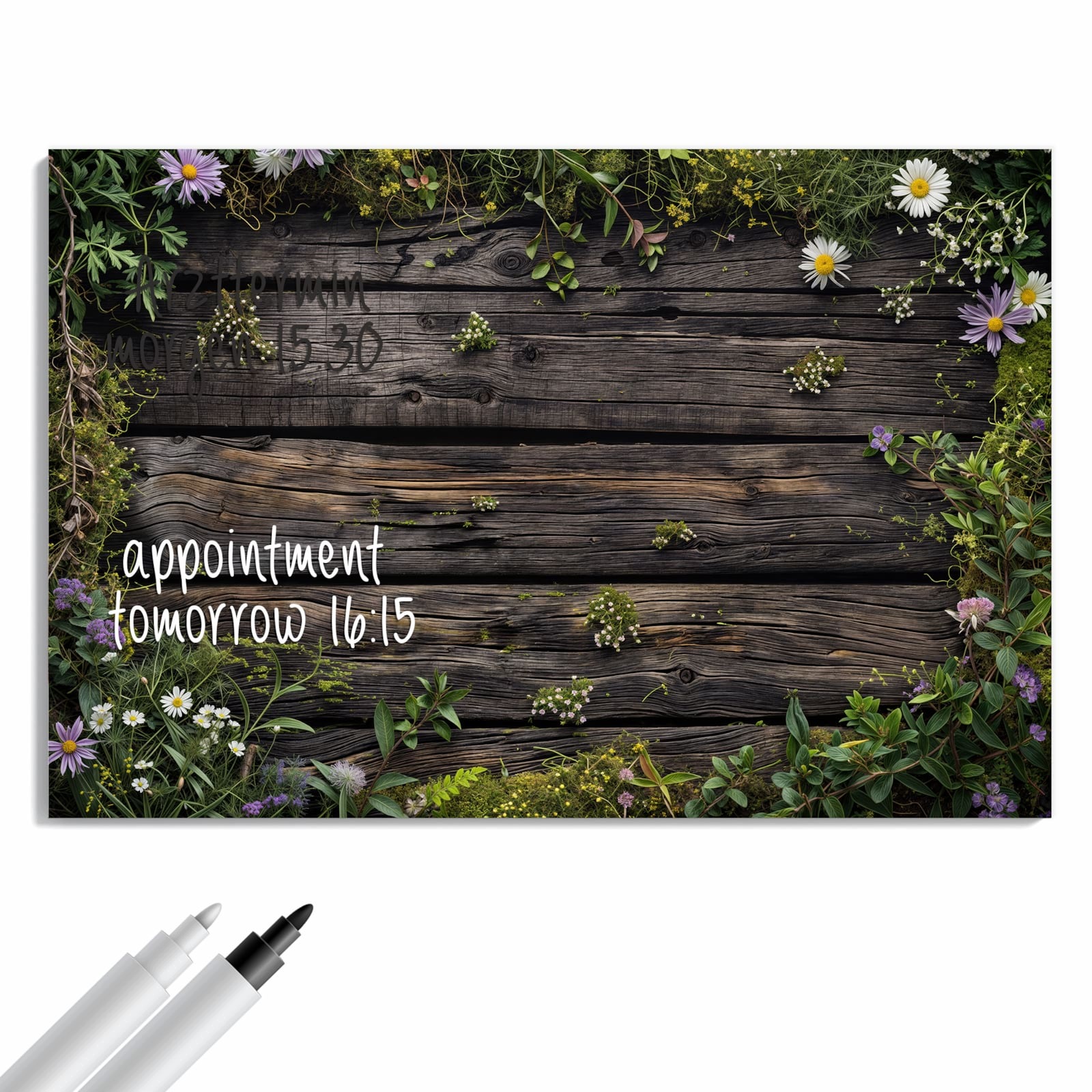 Magnetická tabule – obraz na zeď Dřevo květiny | 90 × 60 cm
