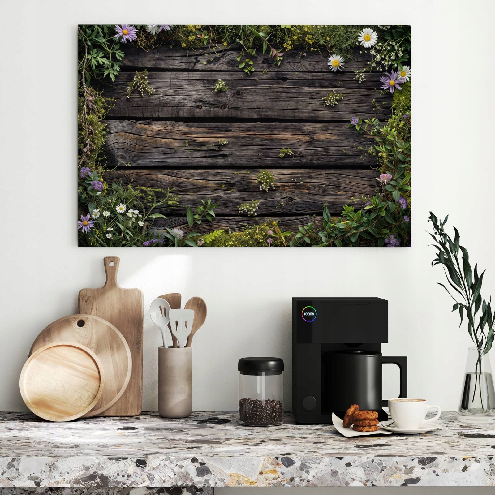 Magnetická tabule – obraz na zeď Dřevo květiny | 90 × 60 cm
