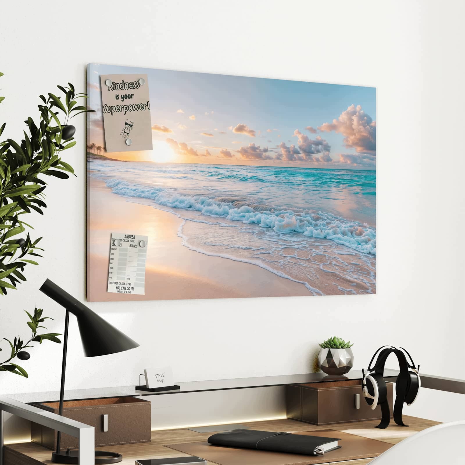 Magnetická tabule – obraz na zeď Východ slunce pláž | 90 × 60 cm