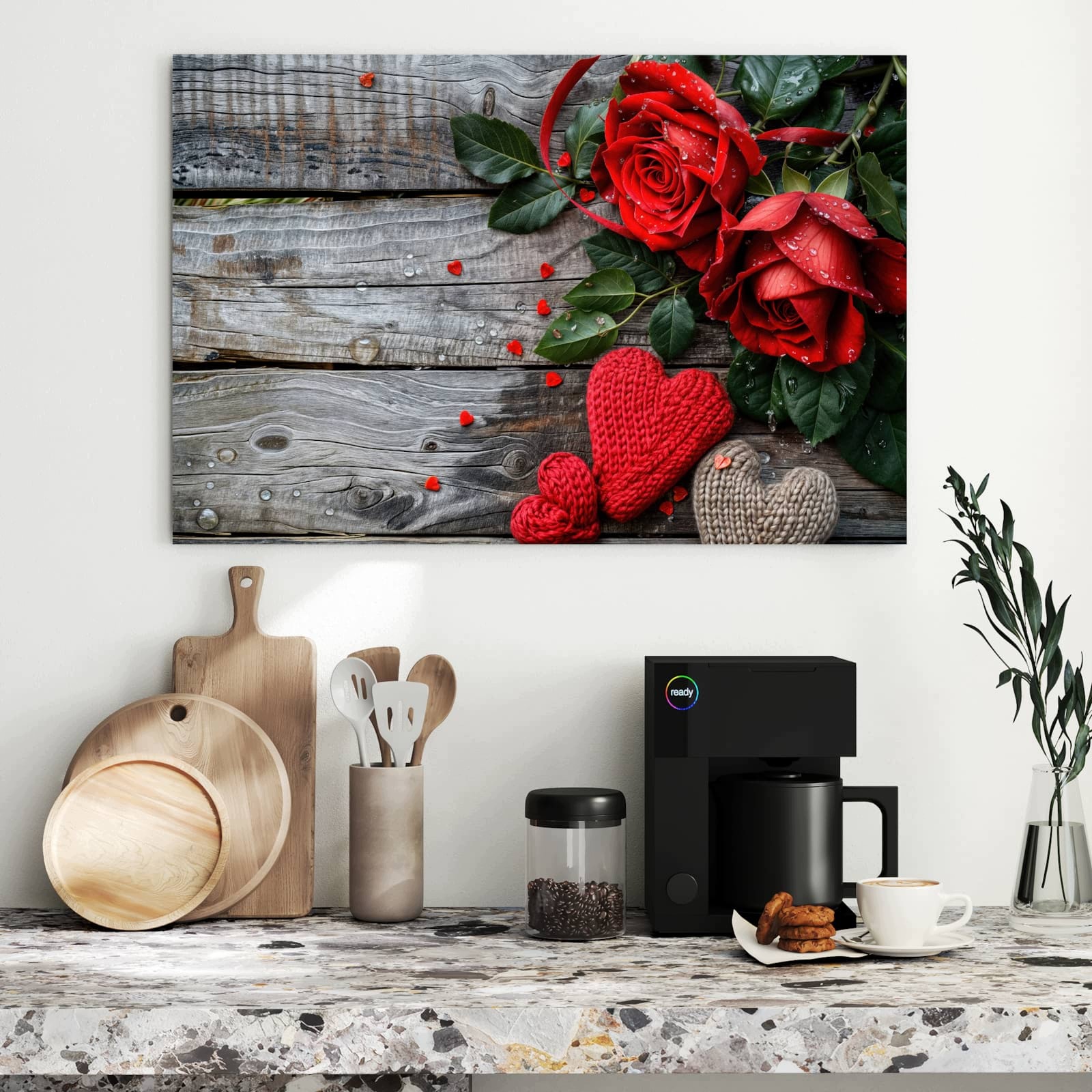 Magnetická tabule – obraz na zeď Červené růže srdce | 90 × 60 cm