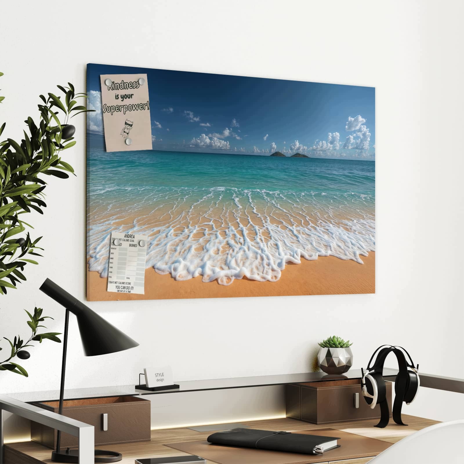 Magnetická tabule – obraz na zeď Vlny na písečné pláži | 90 × 60 cm