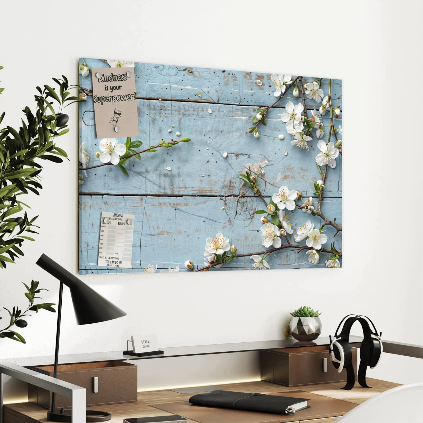 Magnetická tabule – obraz na zeď Jarní větvičky | 90 × 60 cm
