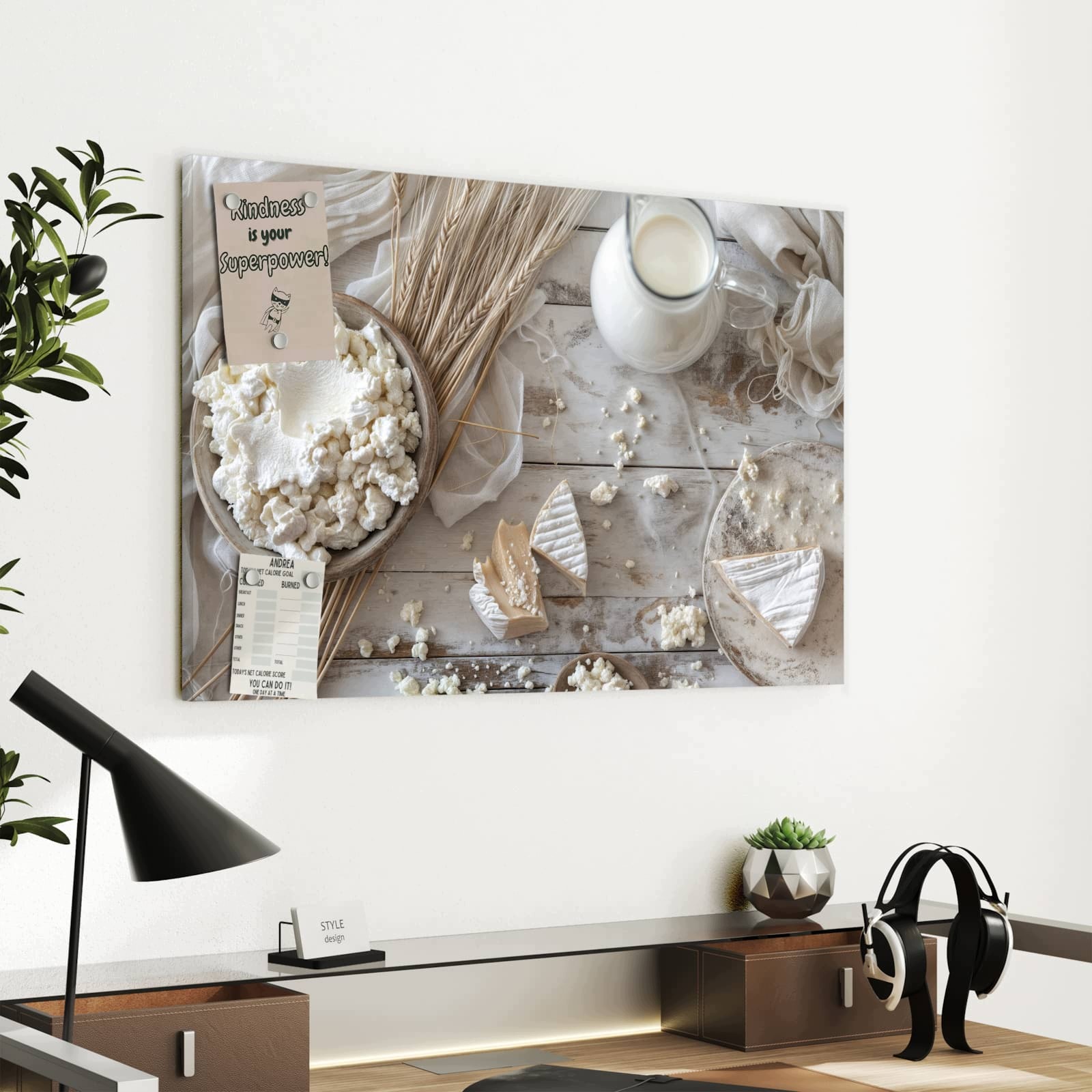 Magnetická tabule – obraz na zeď Miska s kozím sýrem | 60 × 40 cm