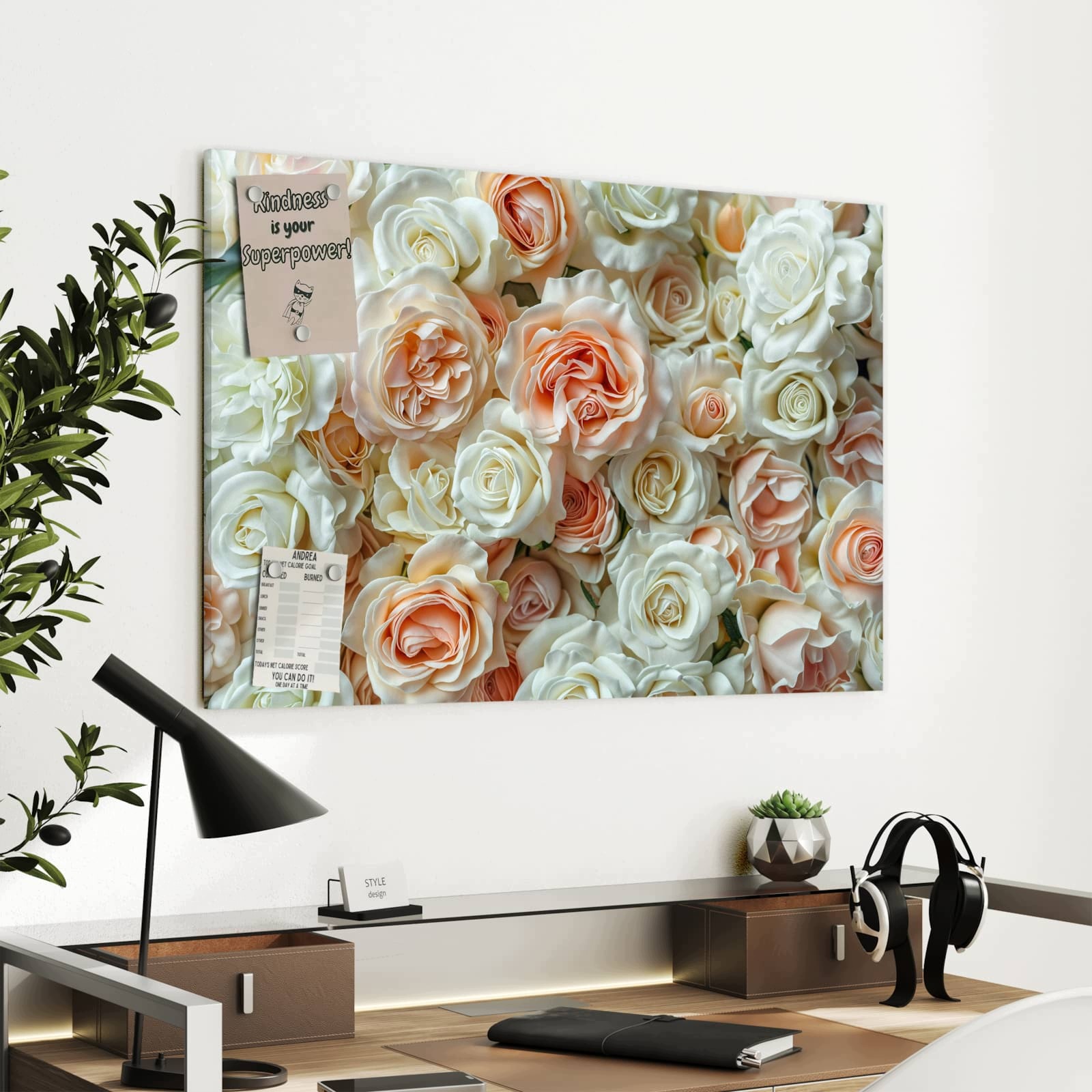 Magnetická tabule – obraz na zeď Kytice růží – motiv 2 | 90 × 60 cm