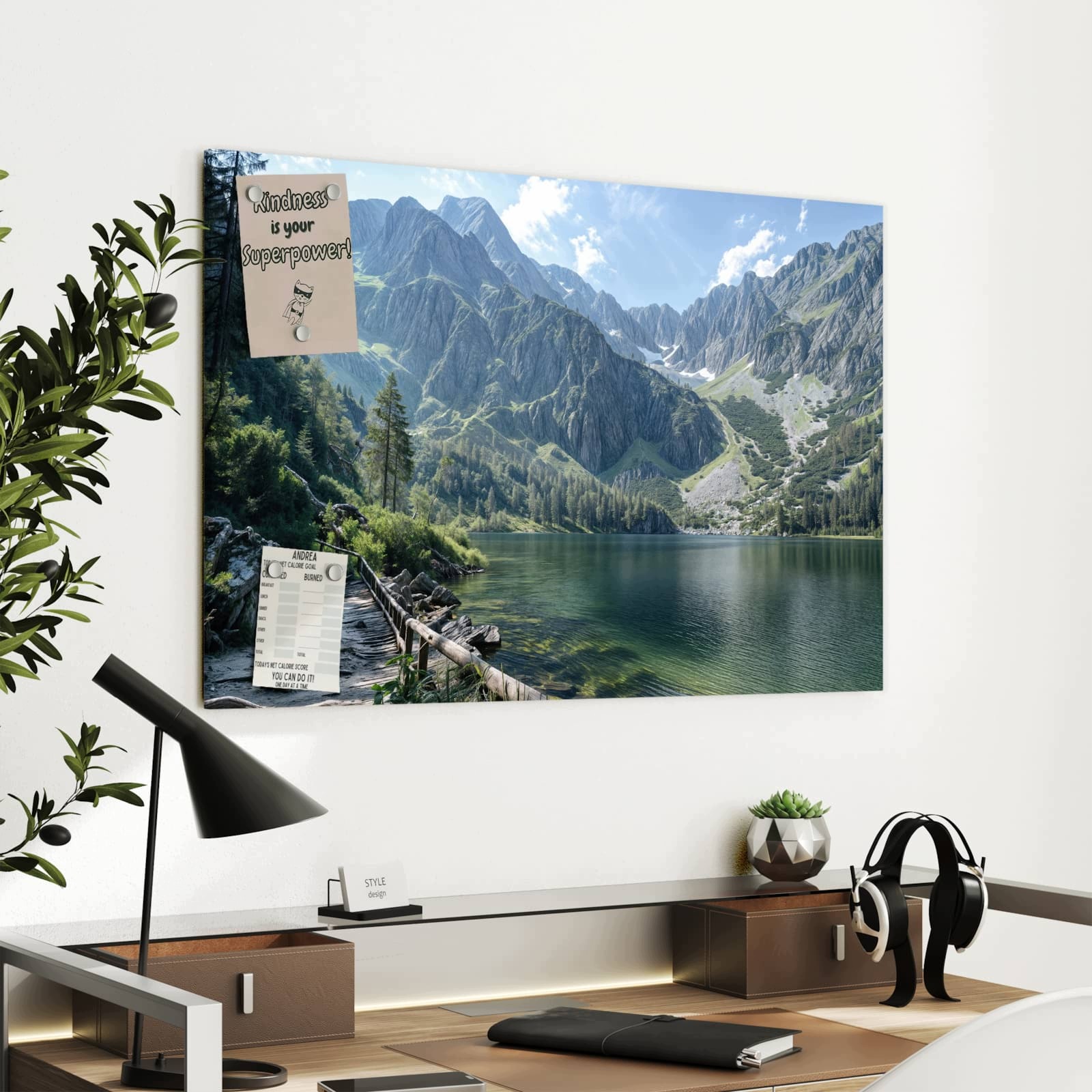Magnetická tabule – obraz na zeď Horská krajina jezero | 90 × 60 cm