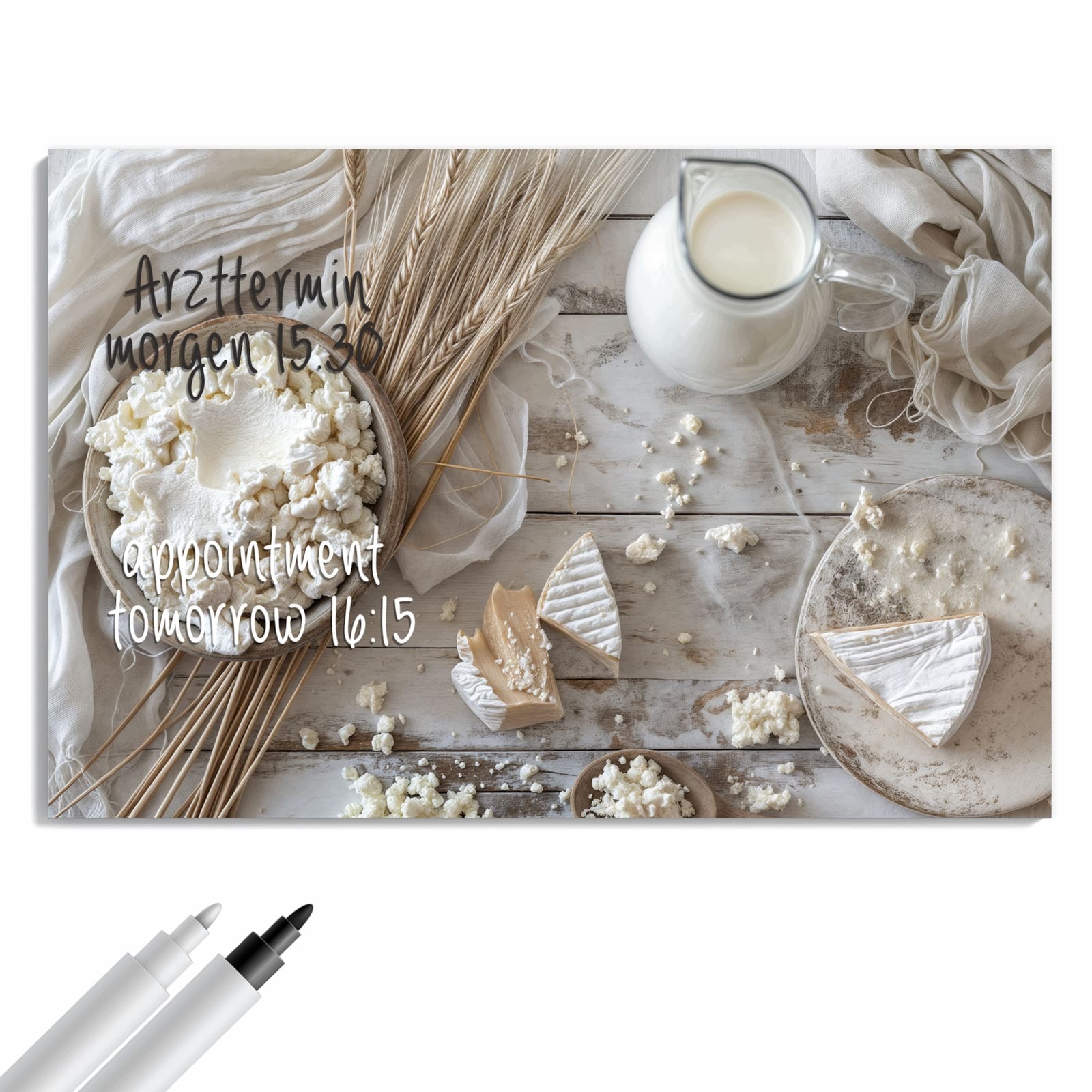 Magnetická tabule – obraz na zeď Miska s kozím sýrem | 90 × 60 cm