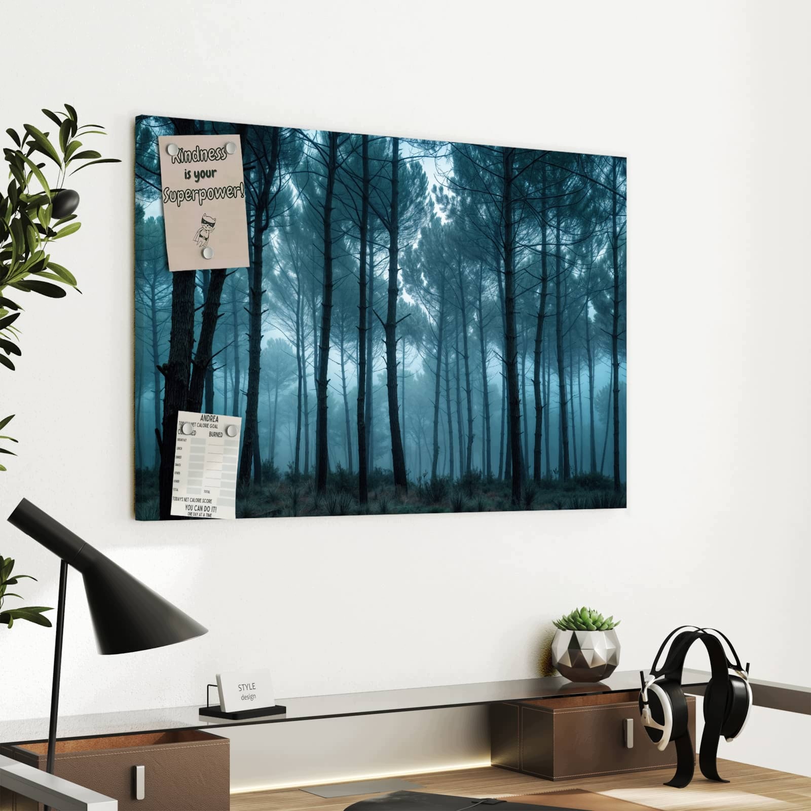 Magnetická tabule – obraz na zeď Mlhavý les | 60 × 40 cm