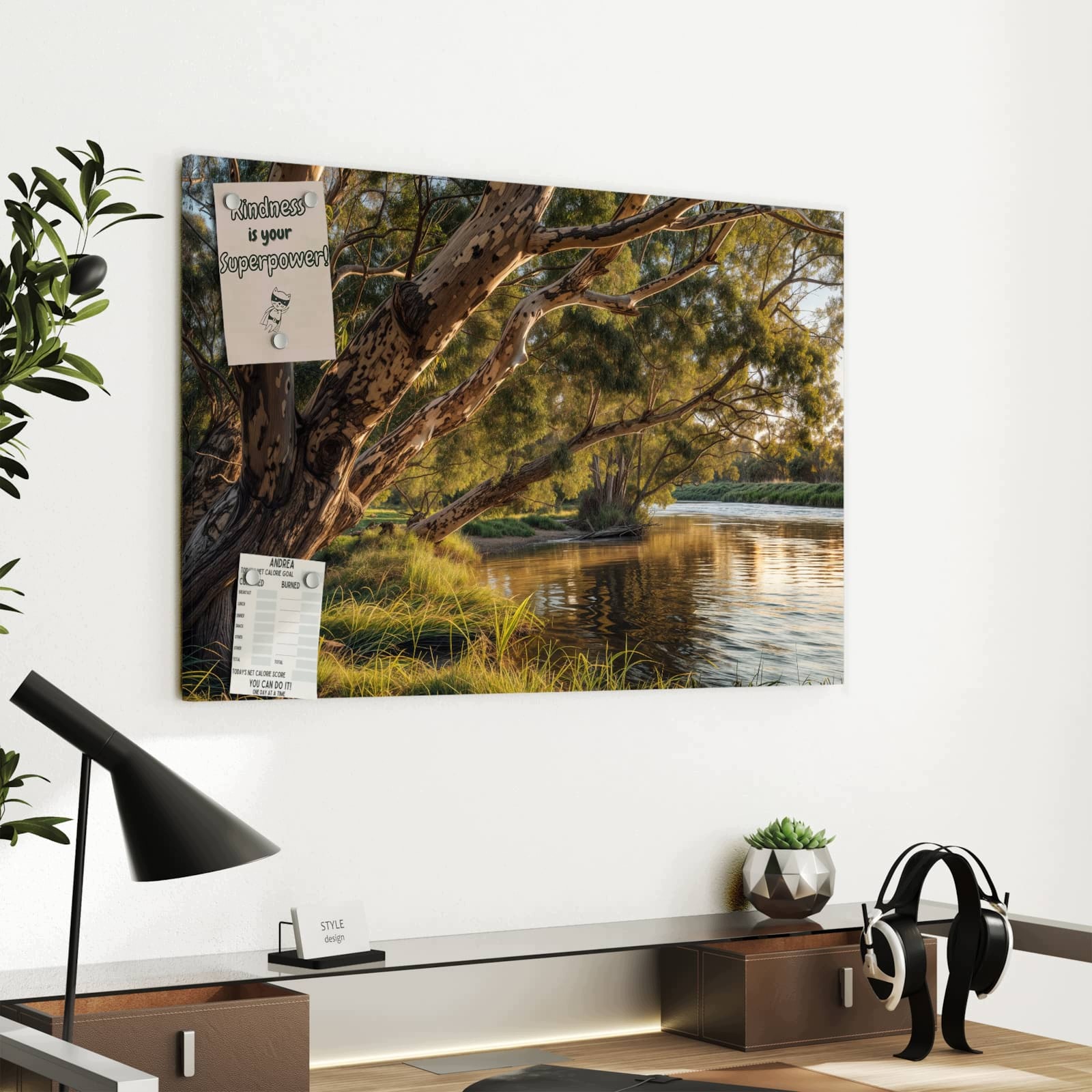 Magnetická tabule – obraz na zeď Strom na břehu řeky | 60 × 40 cm
