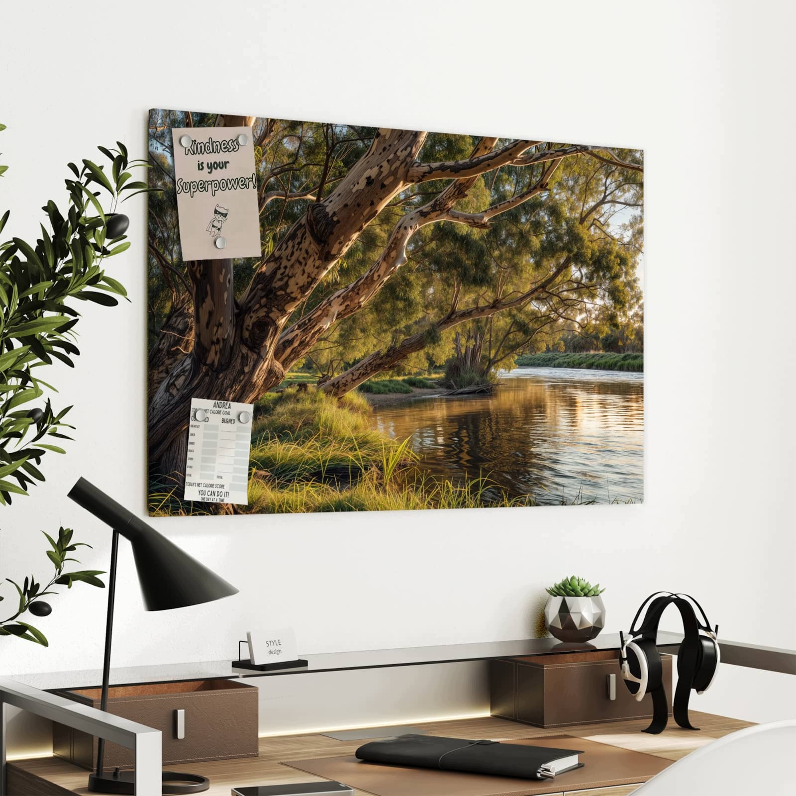 Magnetická tabule – obraz na zeď Strom na břehu řeky | 90 × 60 cm