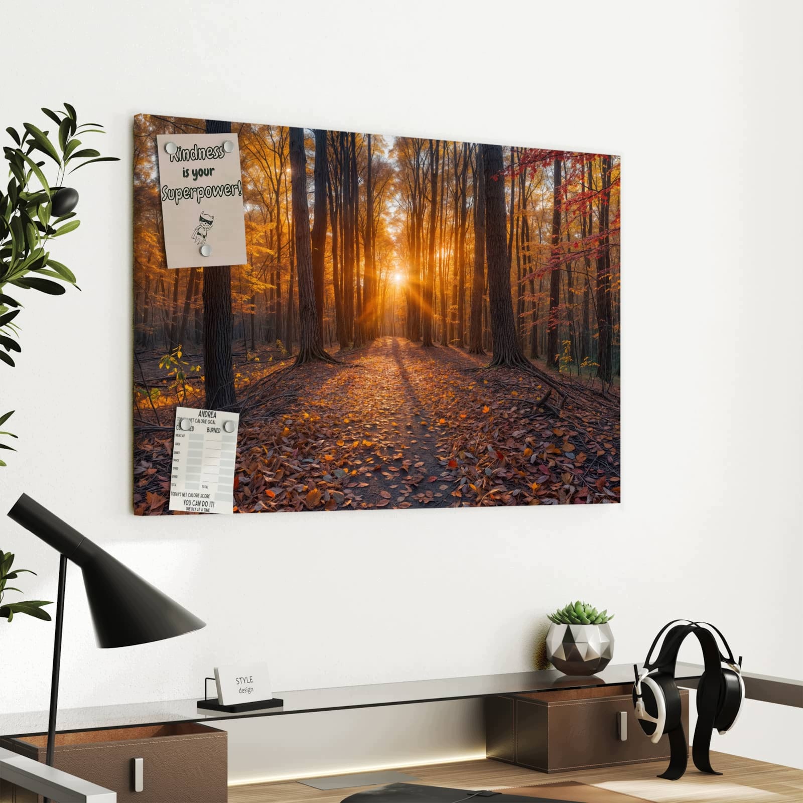 Magnetická tabule – obraz na zeď Západ slunce les | 60 × 40 cm