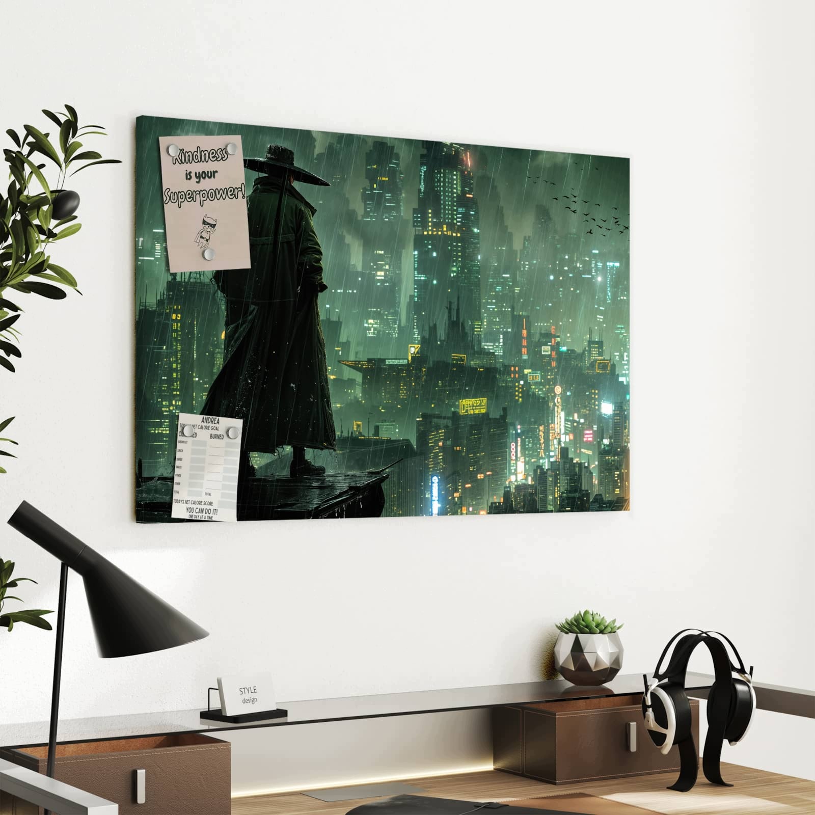 Magnetická tabule – obraz na zeď Město déšť | 60 × 40 cm