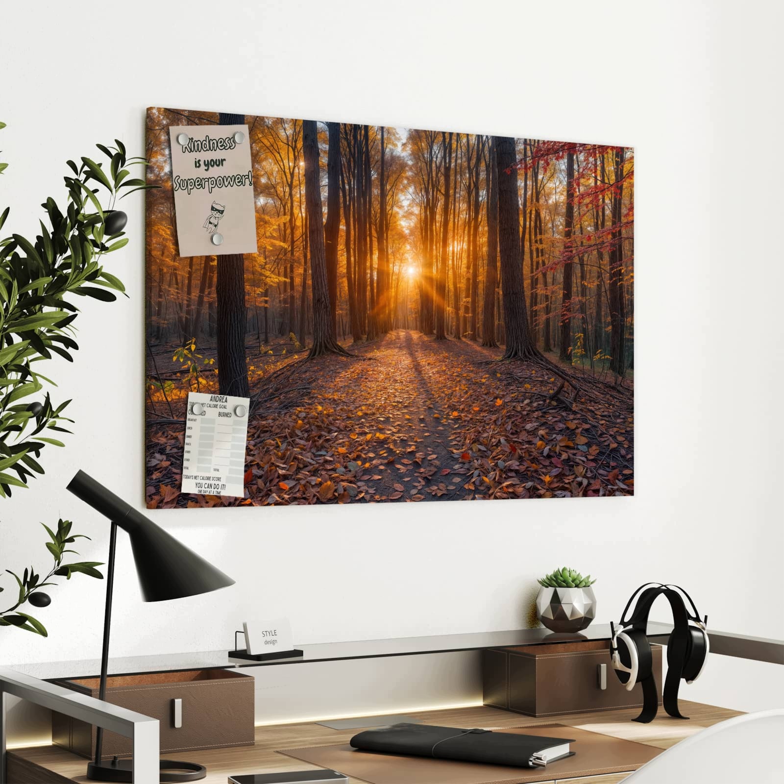 Magnetická tabule – obraz na zeď Západ slunce les | 90 × 60 cm