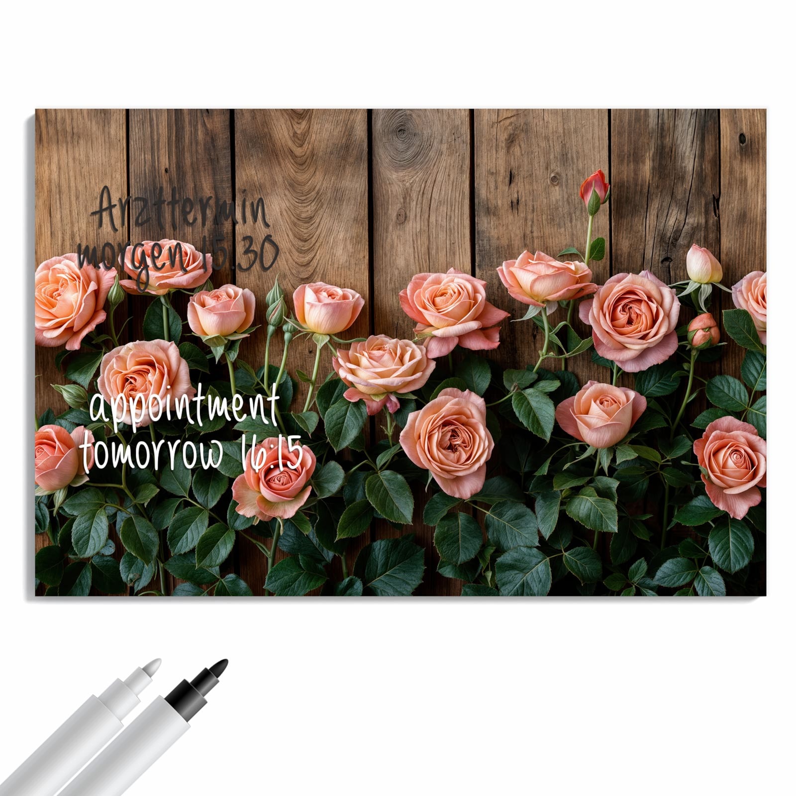 Magnetická tabule – obraz na zeď Růže na dřevěném pozadí | 90 × 60 cm