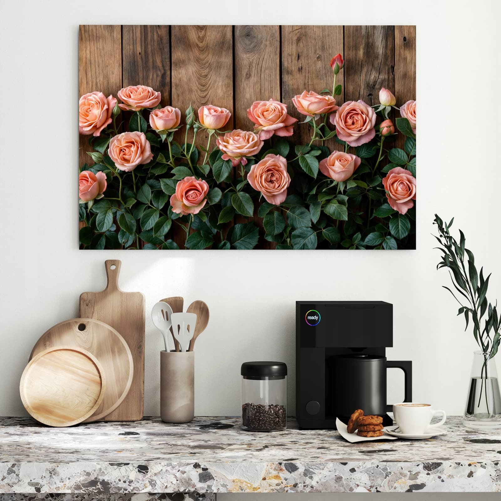 Magnetická tabule – obraz na zeď Růže na dřevěném pozadí | 90 × 60 cm