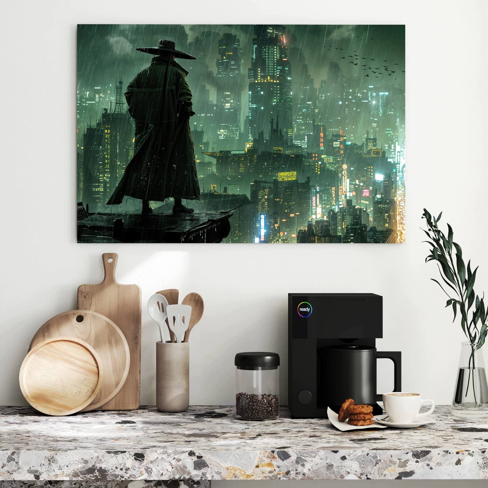 Magnetická tabule – obraz na zeď Město déšť | 90 × 60 cm